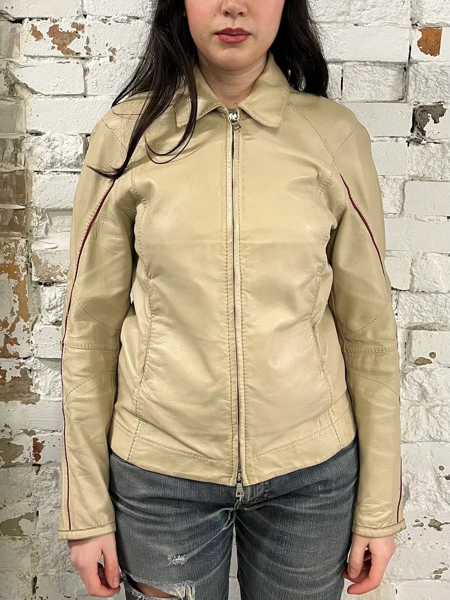 Prada 2000s Prada Creamy White Biker Leather Jacket Size S / US 4 / IT 40 - 3 Thumbnail