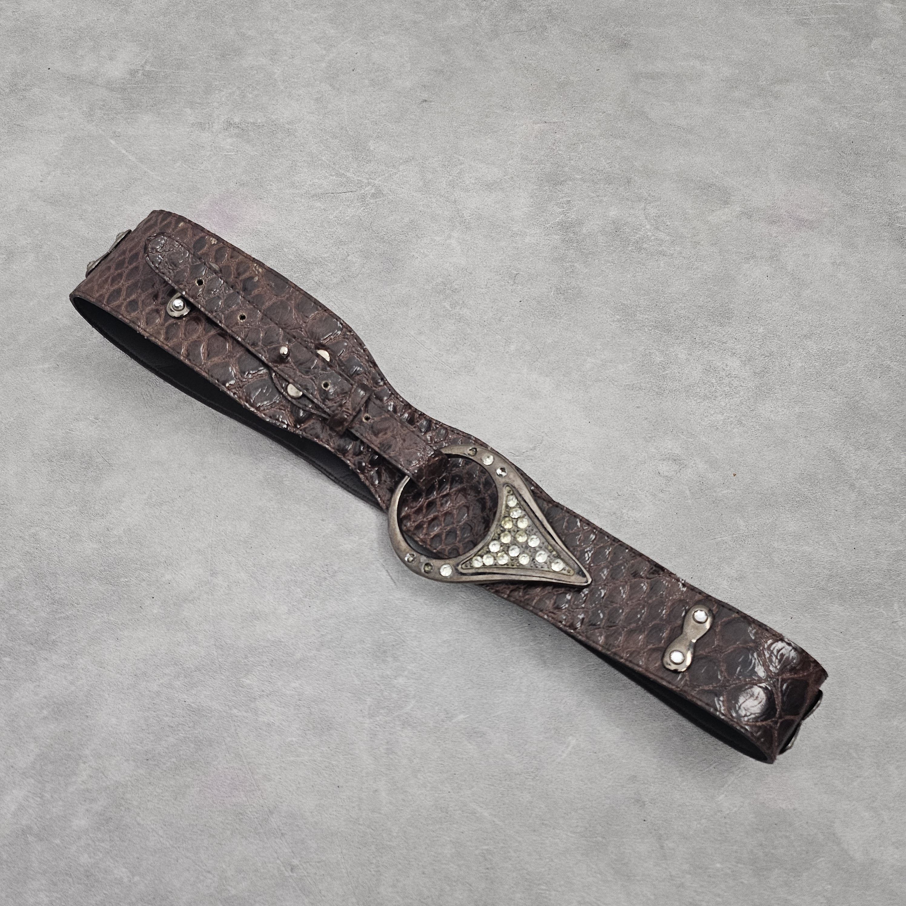 Japanese Brand Arnaldo bassini Brown Crystal Snakeskin Belt Size ONE SIZE - 2 Thumbnail