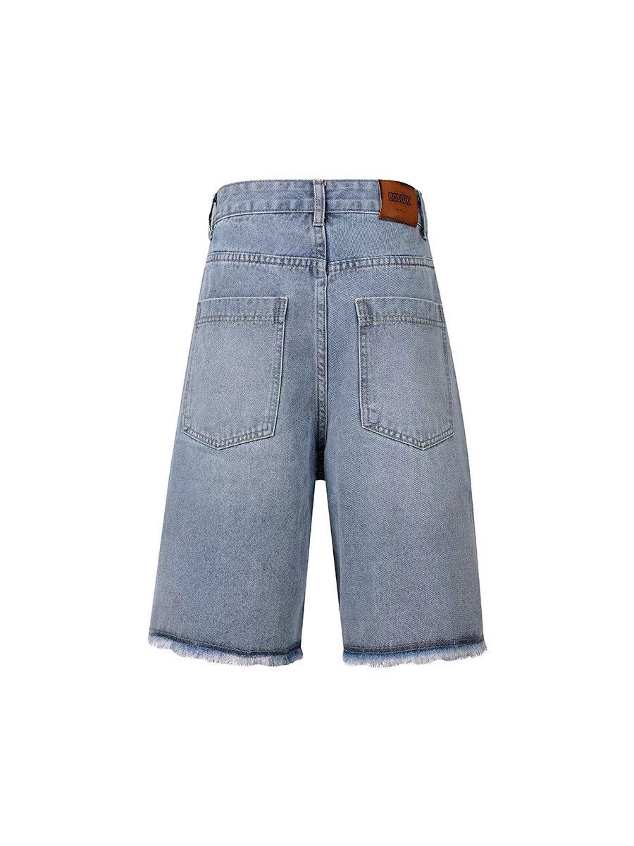 Street baggy retro lumberjack denim shorts