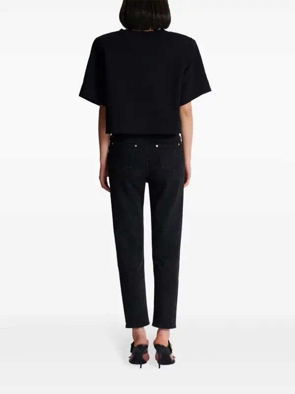 Balmain o1s1wg110725 Button Detail Cropped Sweatshirt in Black Size S / US 4 / IT 40 - 5 Thumbnail
