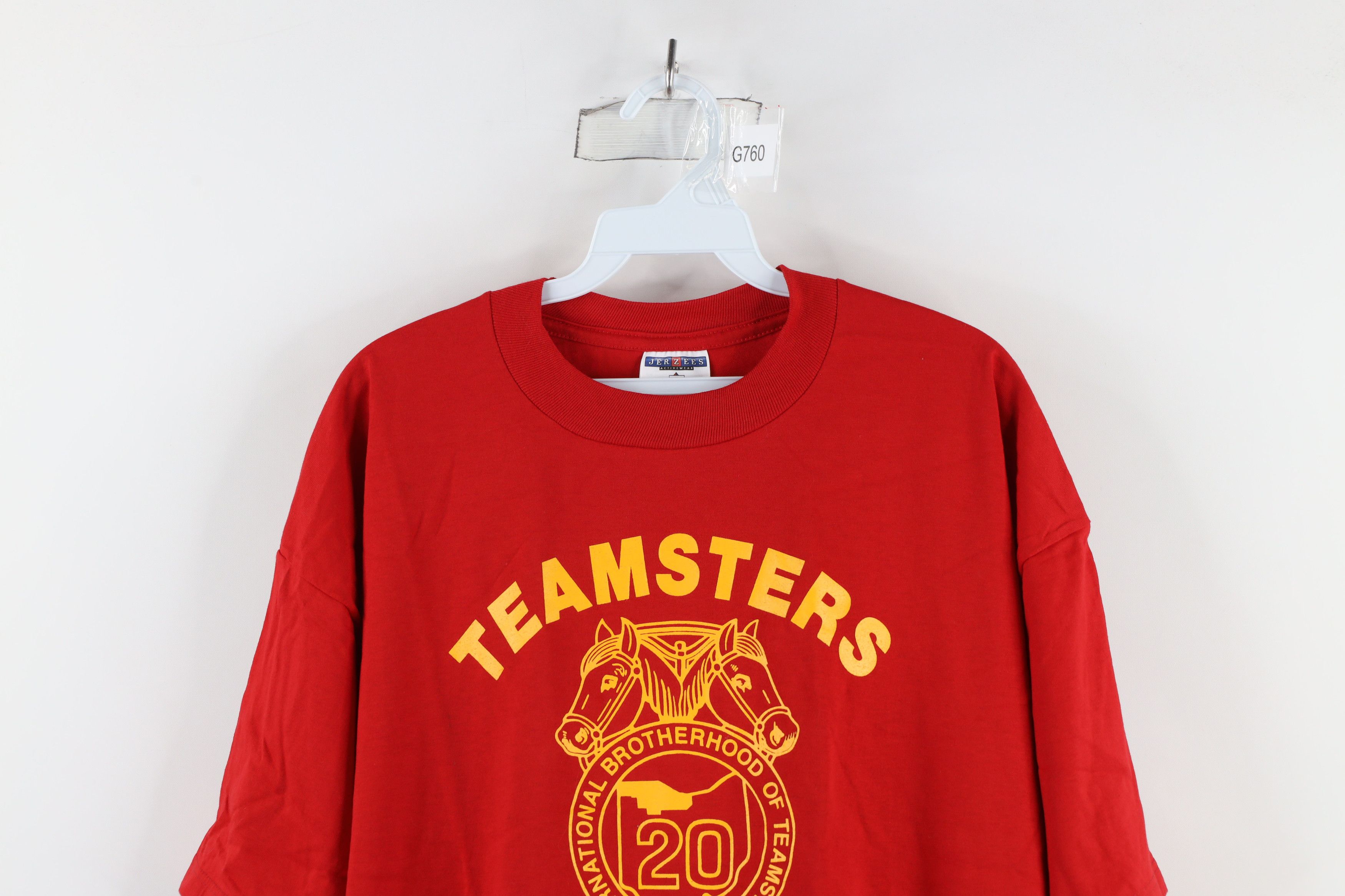 Vintage Vintage 90s Out Teamsters Local 20 Union T-Shirt Red USA Size US XL / EU 56 / 4 - 2 Thumbnail