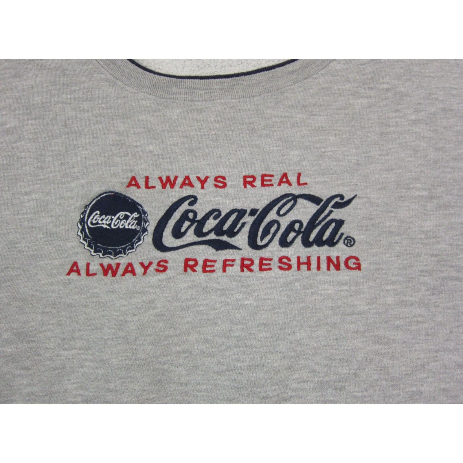 Vintage VINTAGE Coca-Cola Sweatshirt Womens L Gray Crew Neck Pullover 90s Boxy Raglan Long Sleeve Knit Fleece Slim Fit Thrifts Size L / US 10 / IT 46 - 2 Thumbnail
