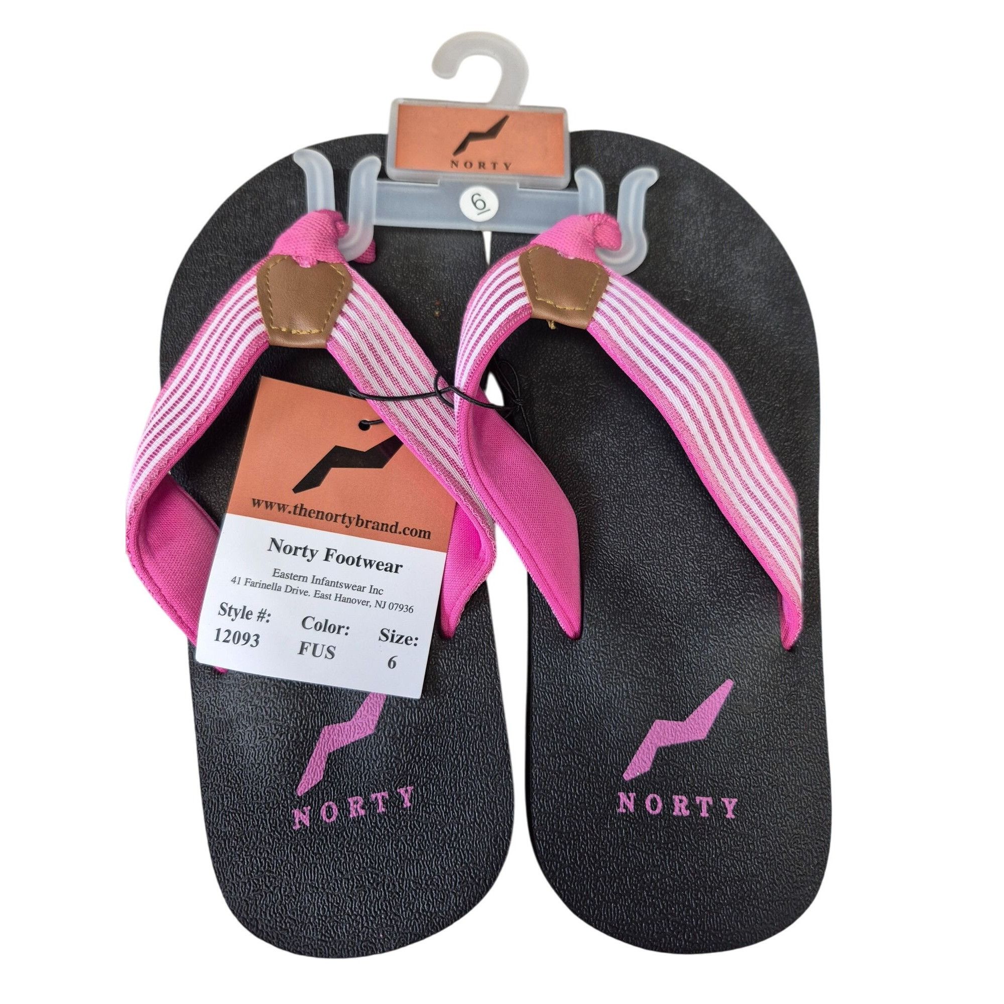Other Norty Womens Flip-Flops Size 6 Fuscia Striped Strap Rubber S Size US 6 / IT 36 - 2 Thumbnail