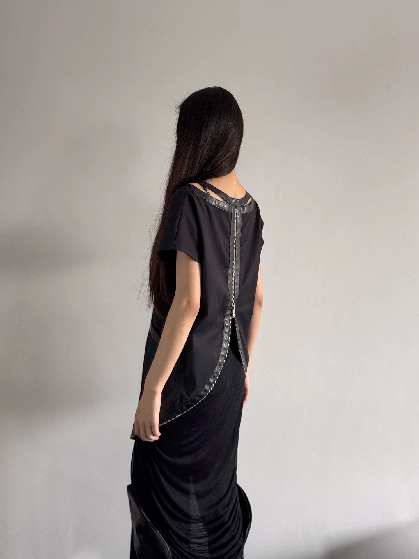 Other Belgian Deconstructed Leather Raglan Zip Short Sleeve Top Size M / US 6-8 / IT 42-44 - 9 Thumbnail