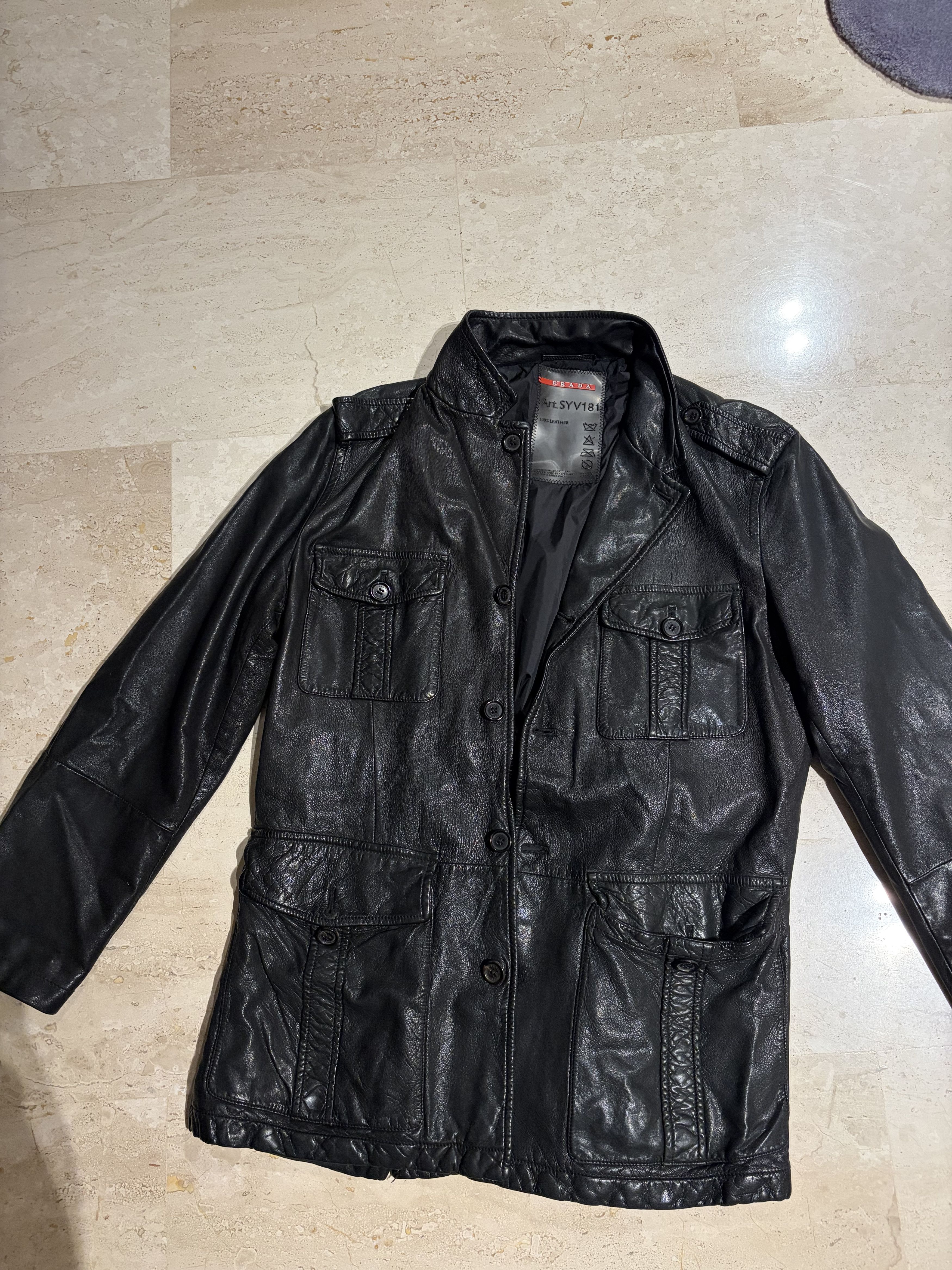 Prada PRADA MILITARY NAPPA LEATHER FIELD JACKET - ART. SYV181 - Size US L / EU 52-54 / 3 - 1 Thumbnail