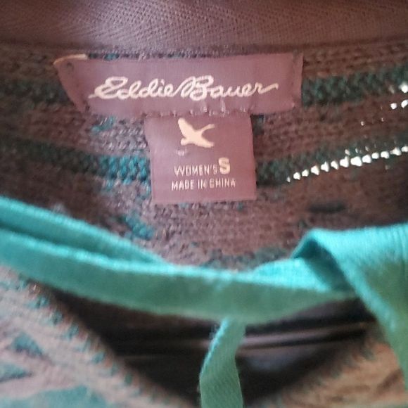 Eddie Bauer Eddie Bauer Long Slv Teal Sweater with Cable Knit Trim Sz. S Size S / US 4 / IT 40 - 4 Thumbnail