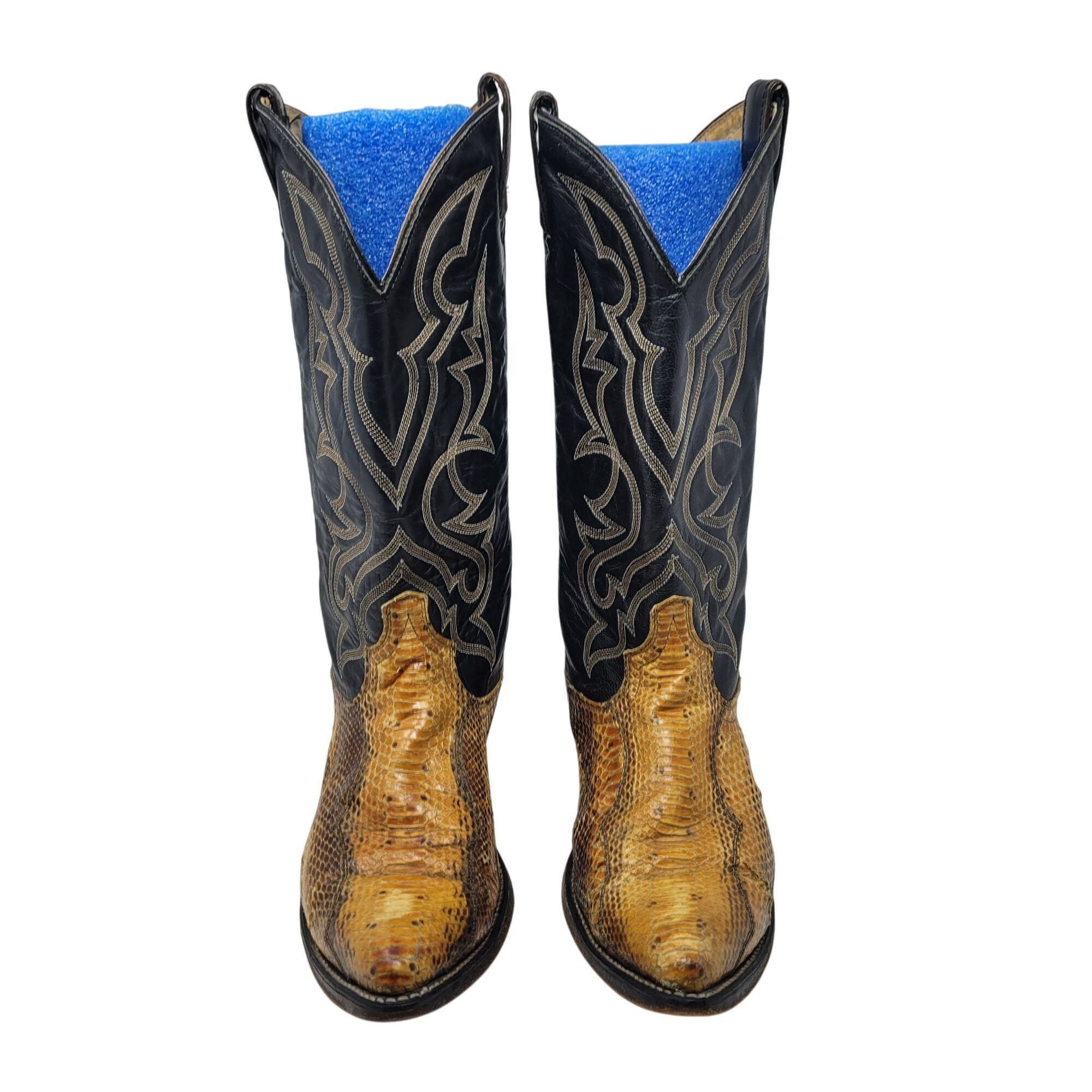 Vintage Vtg Acme Royals Western Cowboy Boots Sz 9 Black Leather Yell Size US 9 / EU 42 - 2 Thumbnail