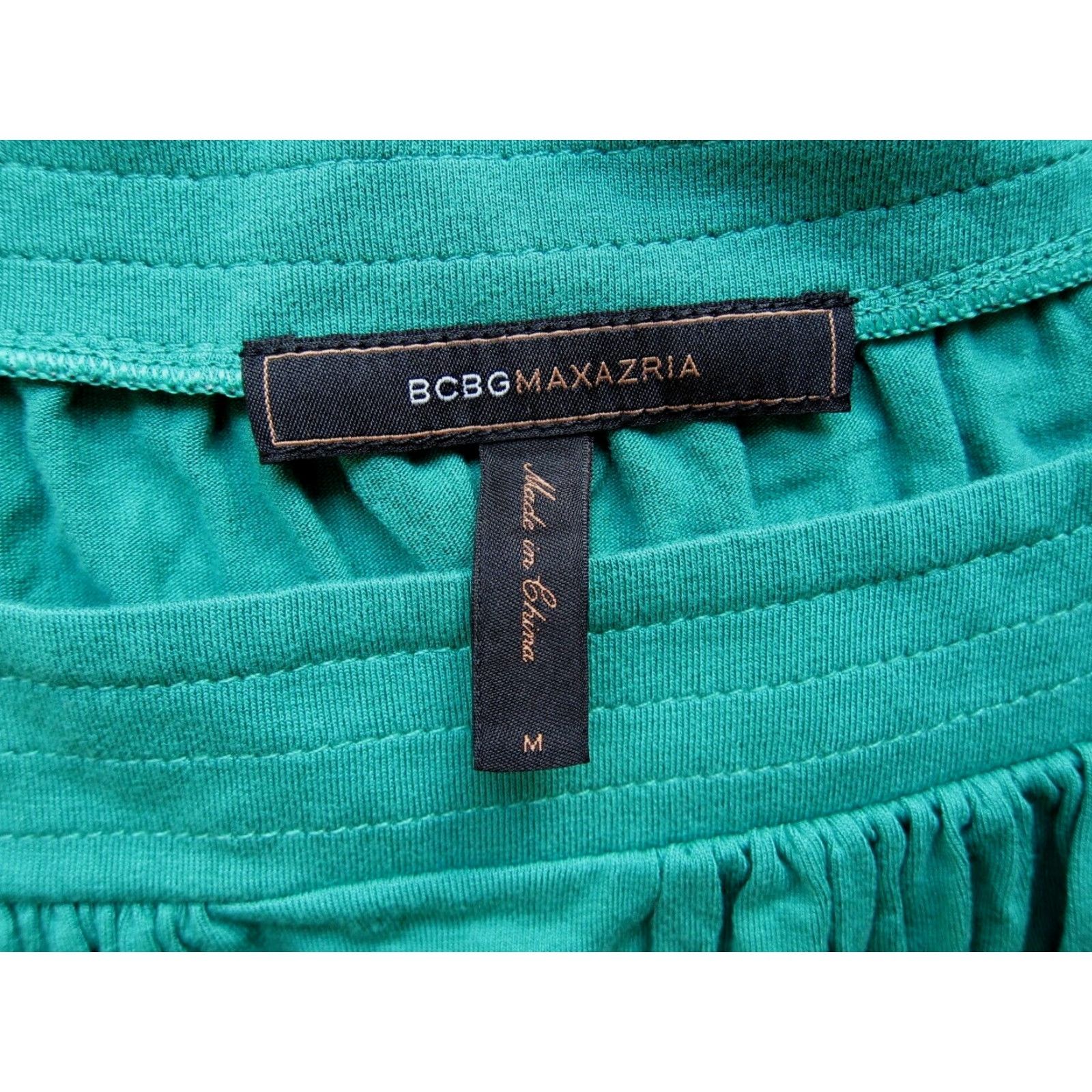 Bcbgmaxazria BCBGMAXAZRIA Green Rayon Short Sleeve Tunic Dress Medium Smock Jersey Knee Length Dress Size 32" / US 10 / IT 46 - 3 Thumbnail