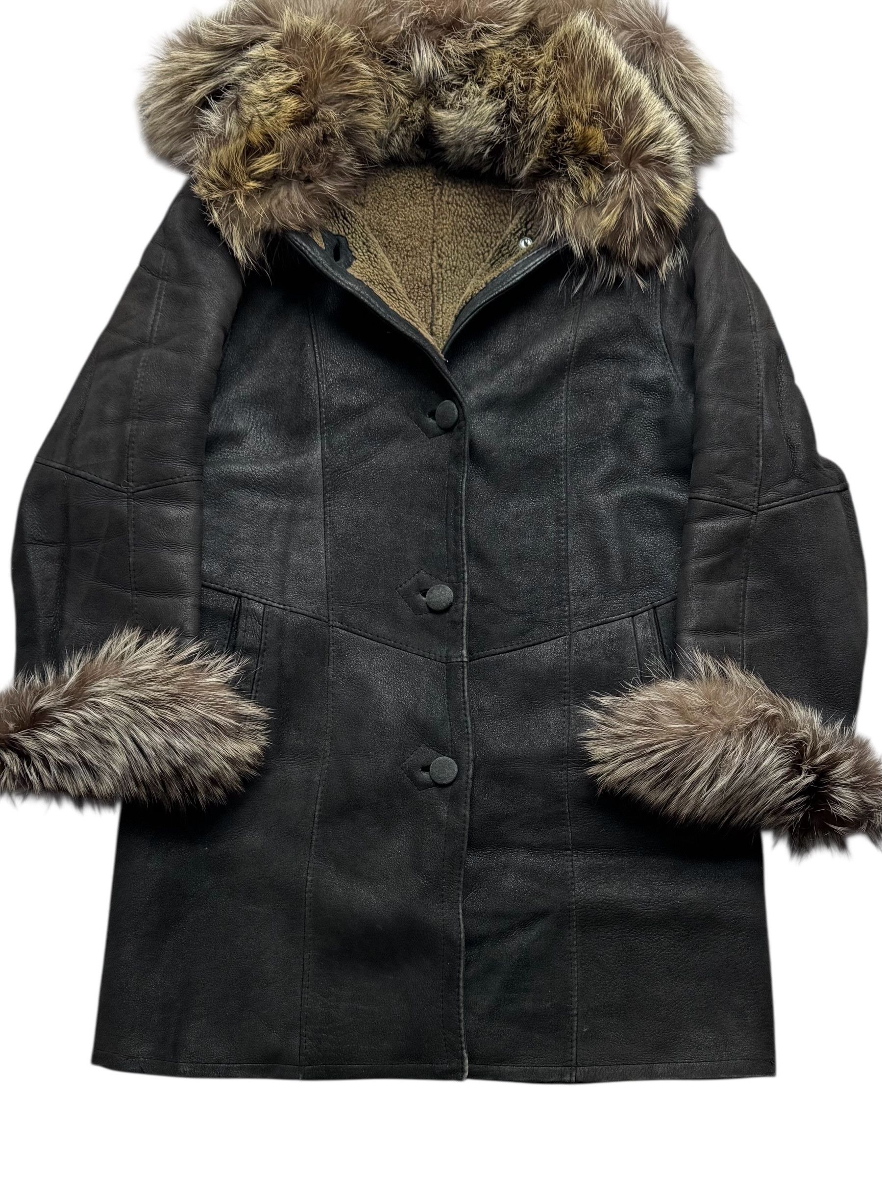 Vintage 90's Real Sheepskin Coat(V257) Size L / US 10 / IT 46 - 3 Thumbnail