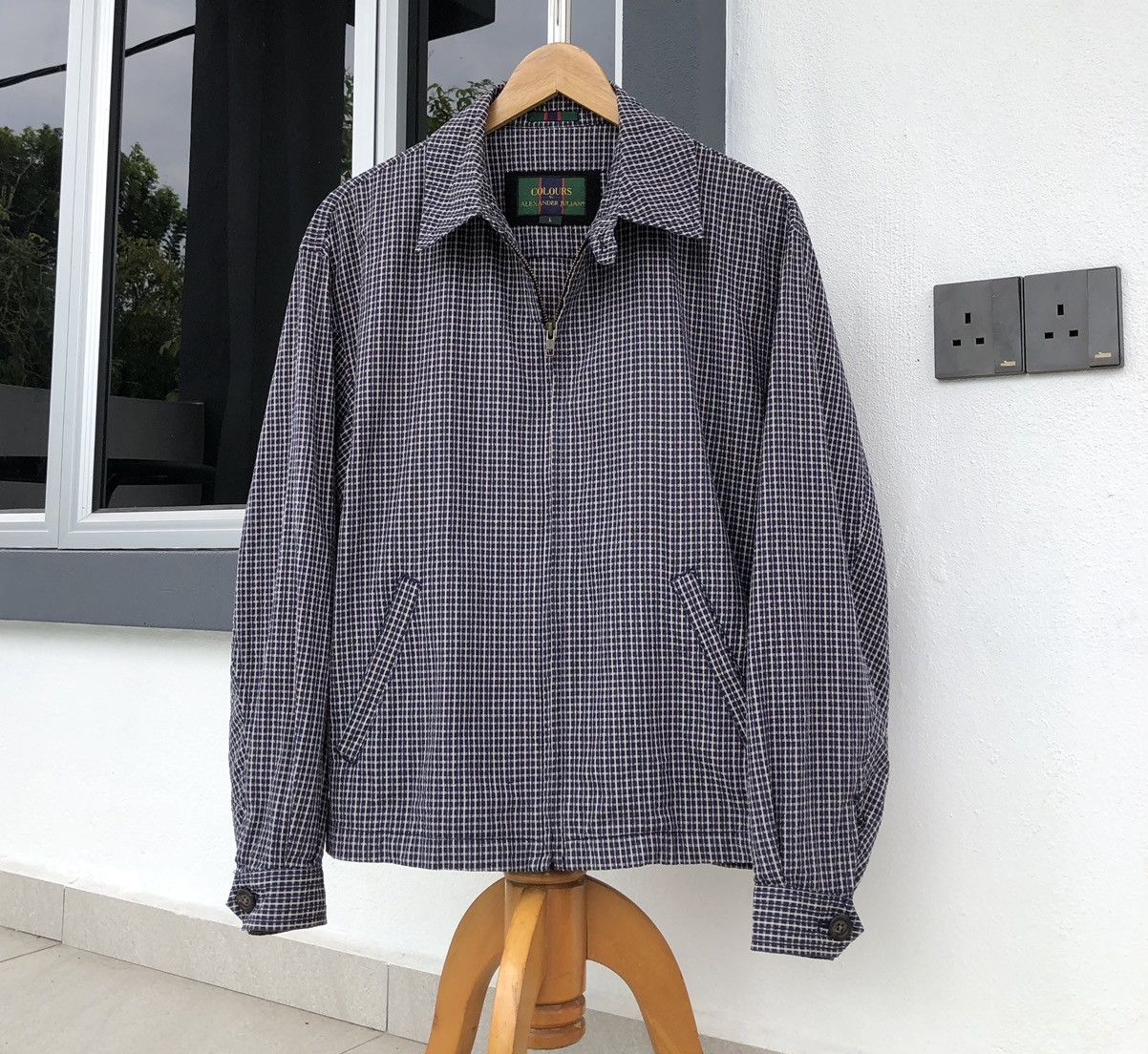 Alexander Julian Colours by Alexander Julian Checkered Cotton Bomber Jacket Size US L / EU 52-54 / 3 - 2 Thumbnail