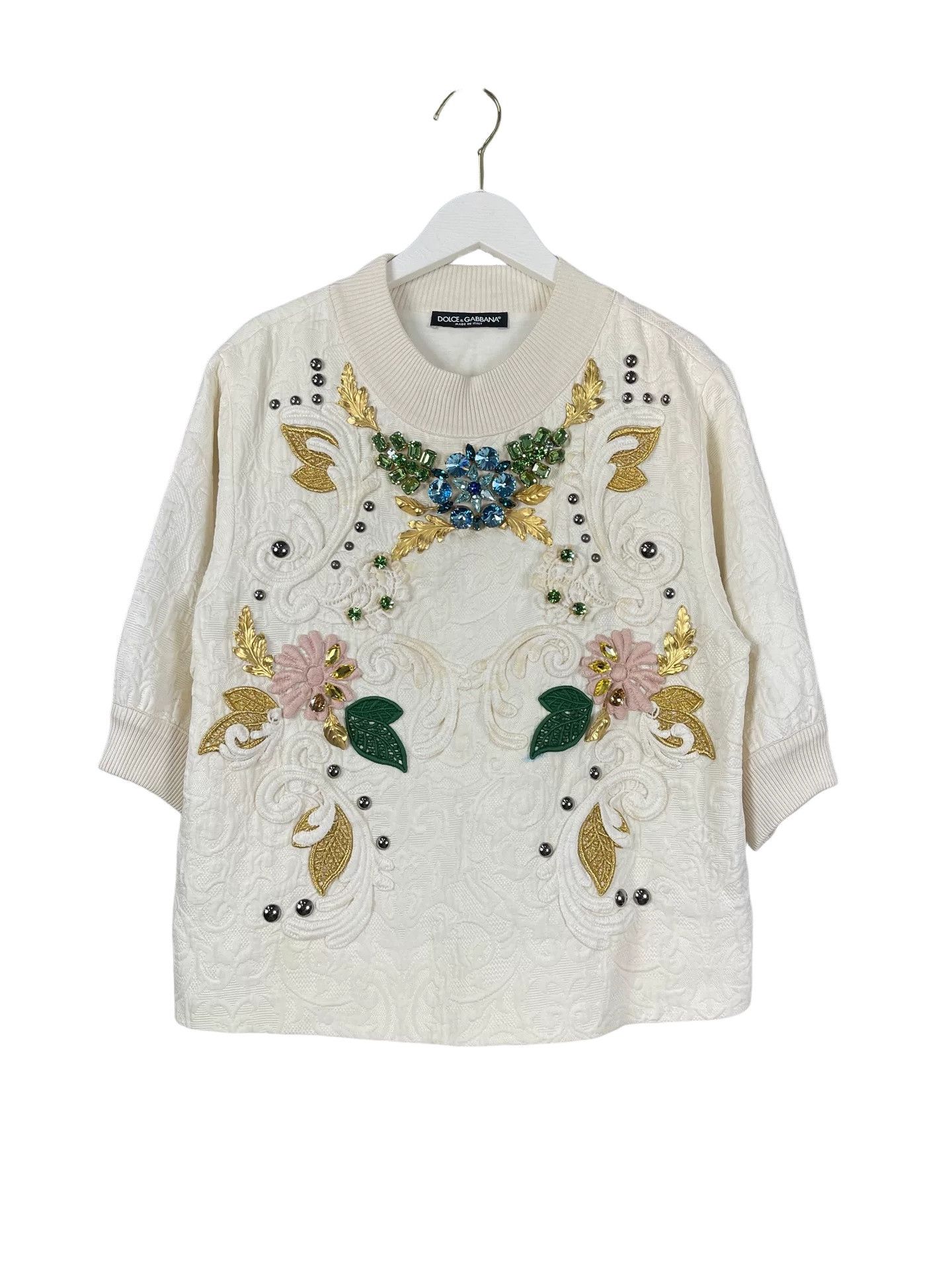 Dolce & Gabbana Dolce & Gabbana Embellished Short Sleeve Sweater Size 36 Size XS / US 0-2 / IT 36-38 - 1 Thumbnail