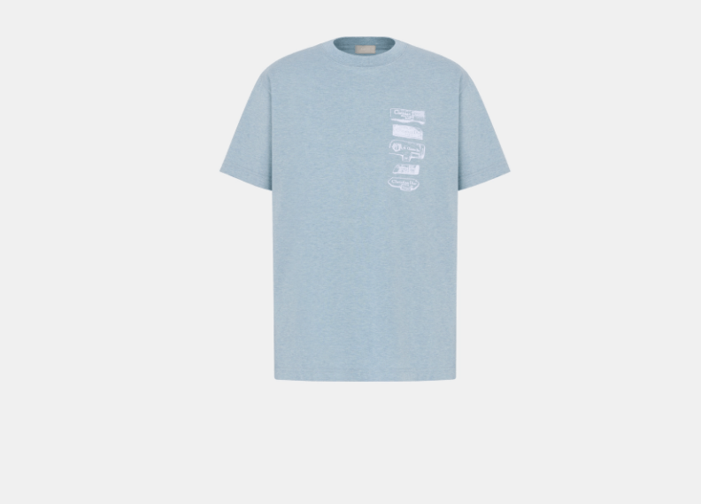 Dior o1w1db11025 513J69 Dior Archives Labels T-Shirt in Blue Size US M / EU 48-50 / 2 - 1 Thumbnail