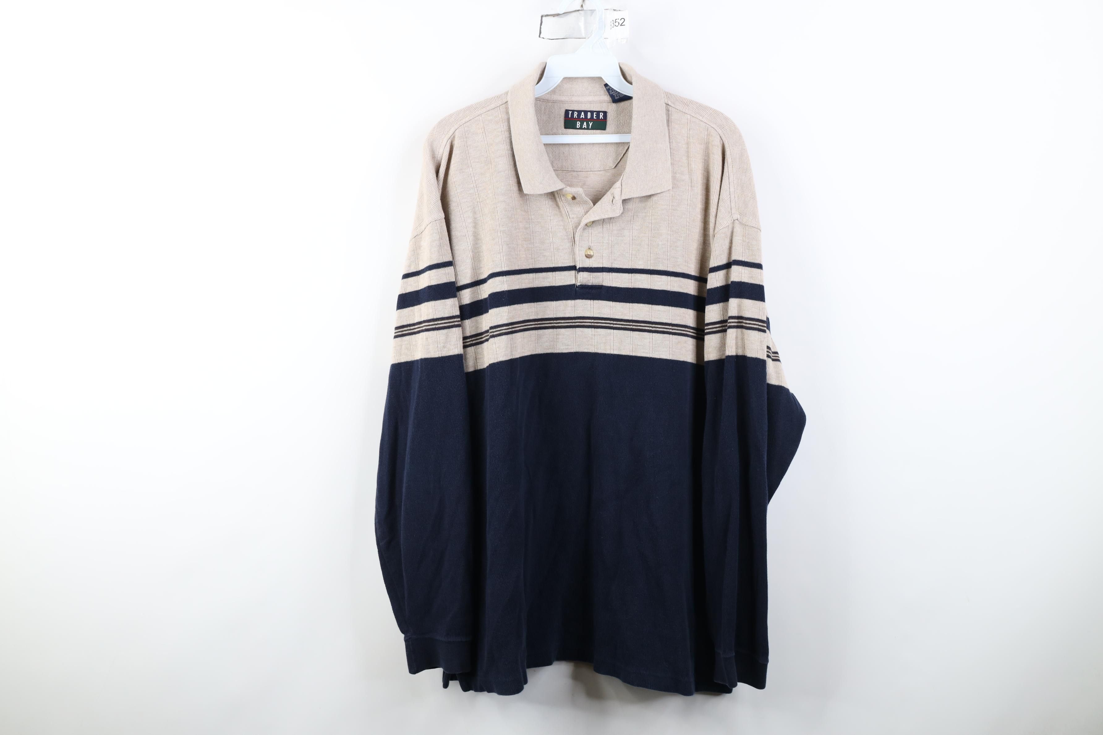 Vintage Vintage 90s Streetwear Block Ribbed Knit Long Sleeve Polo Size US XL / EU 56 / 4 - 1 Thumbnail