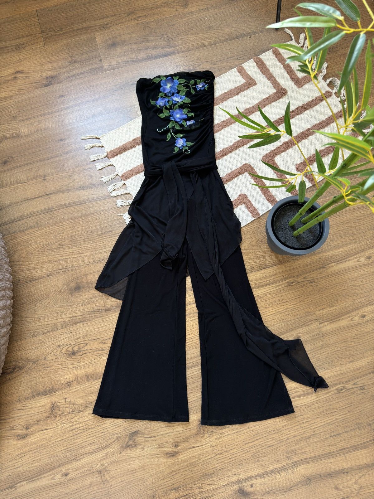 Vintage FLOWER OVERALLS SUIT BANDO WITH PANTS/SKIRT Size S / US 4 / IT 40 - 3 Thumbnail