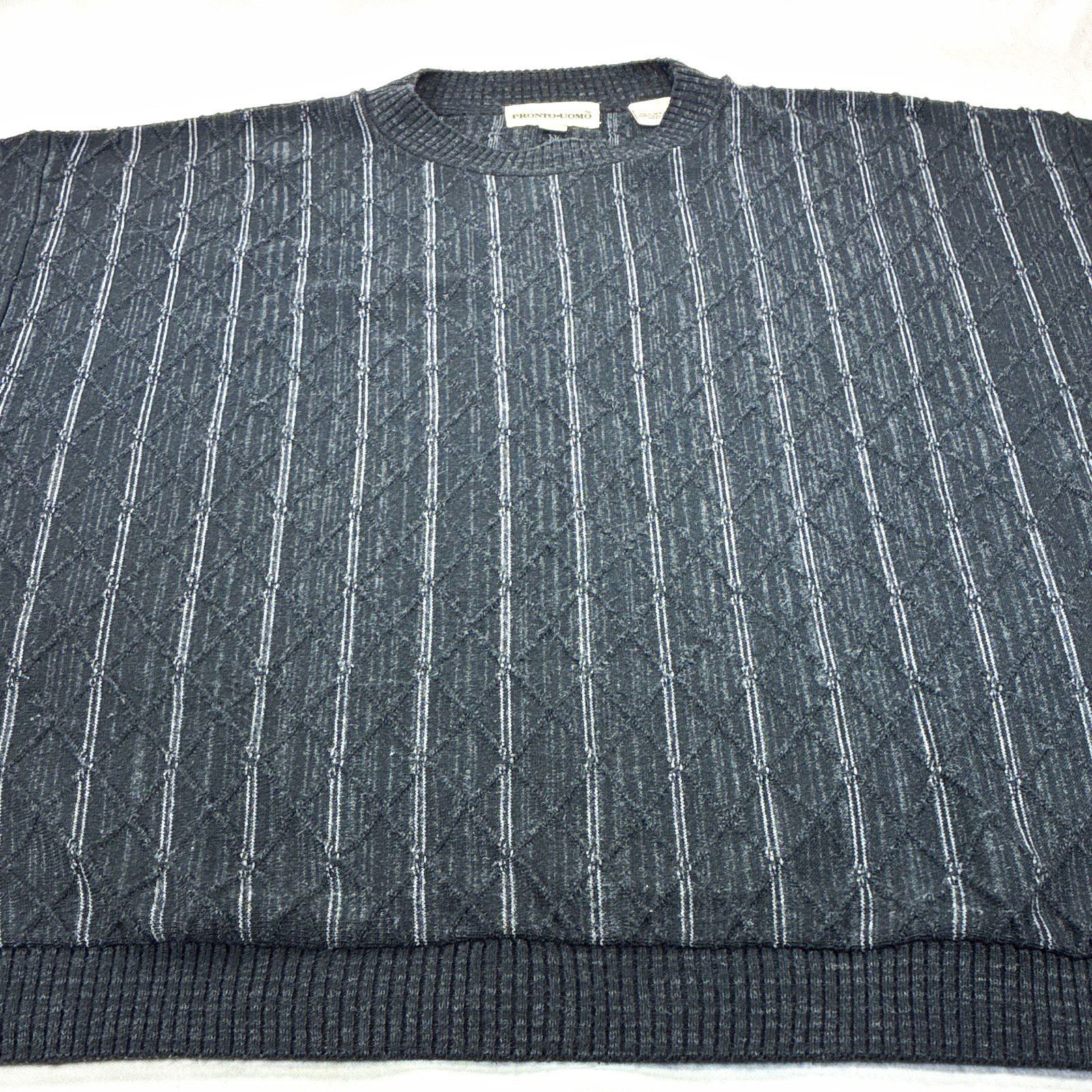 Pronto Uomo Pronto Uomo Vintage Men Size M Grey Pinstripe Knit Crewneck ...
