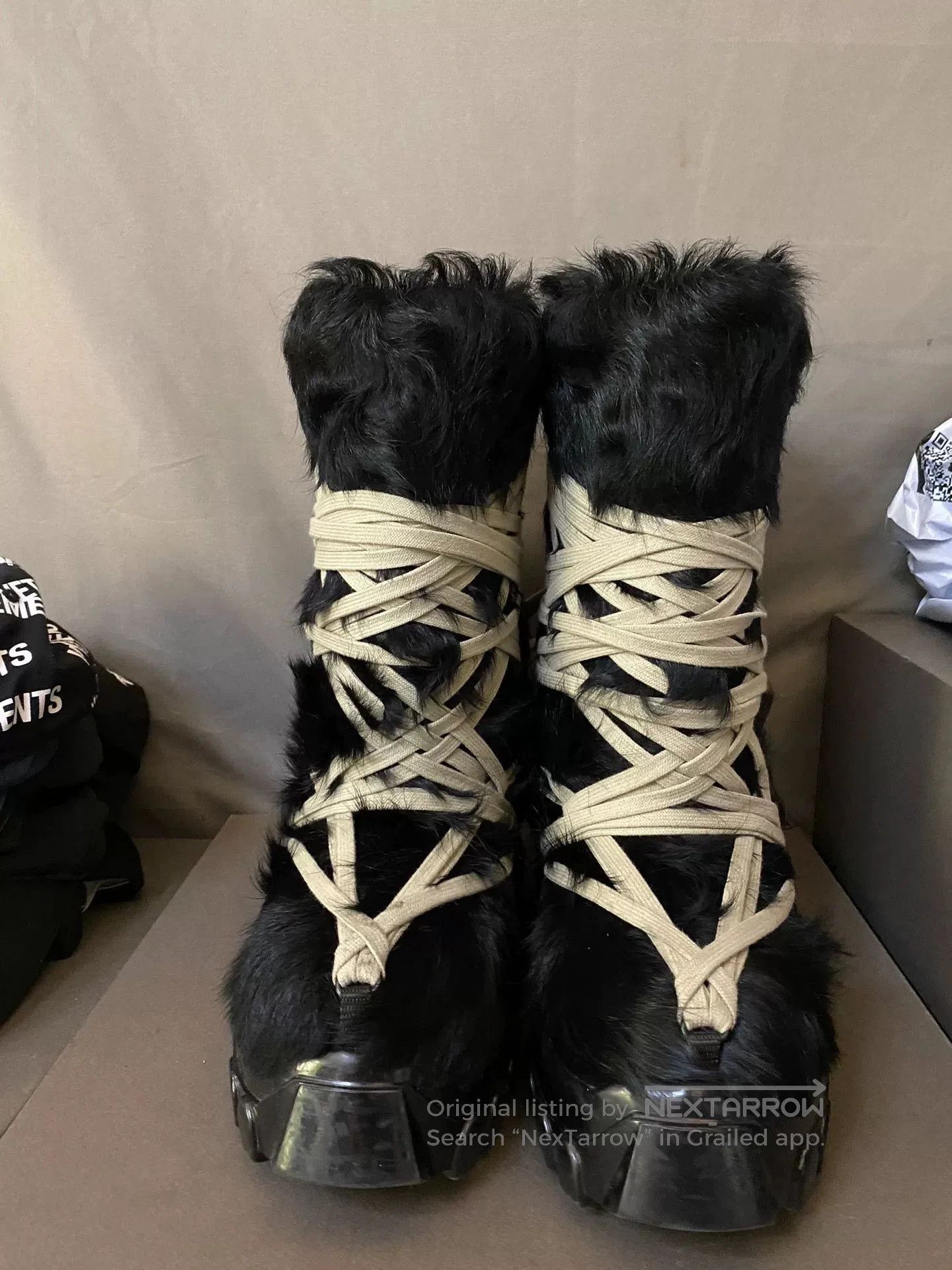 Rick Owens rick owens fur lace-up snow boots. Size US 7.5 / IT 37.5 - 2 Thumbnail