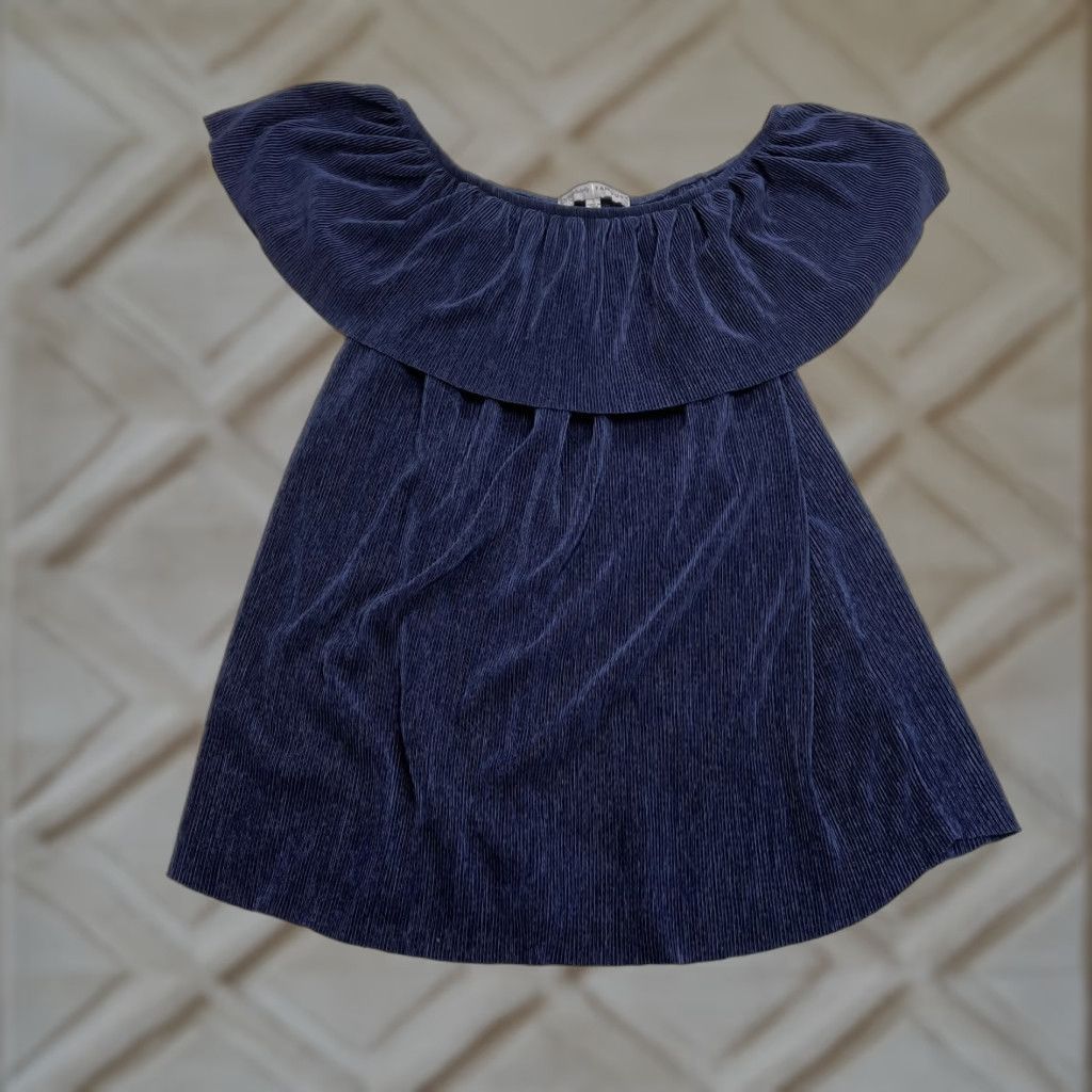 Vintage Absolutely Famous Blouse Womens L Blue Solid Ribbed Stretch Layered Sleeveless Round Neck Casual Shirt Size L / US 10 / IT 46 - 1 Thumbnail