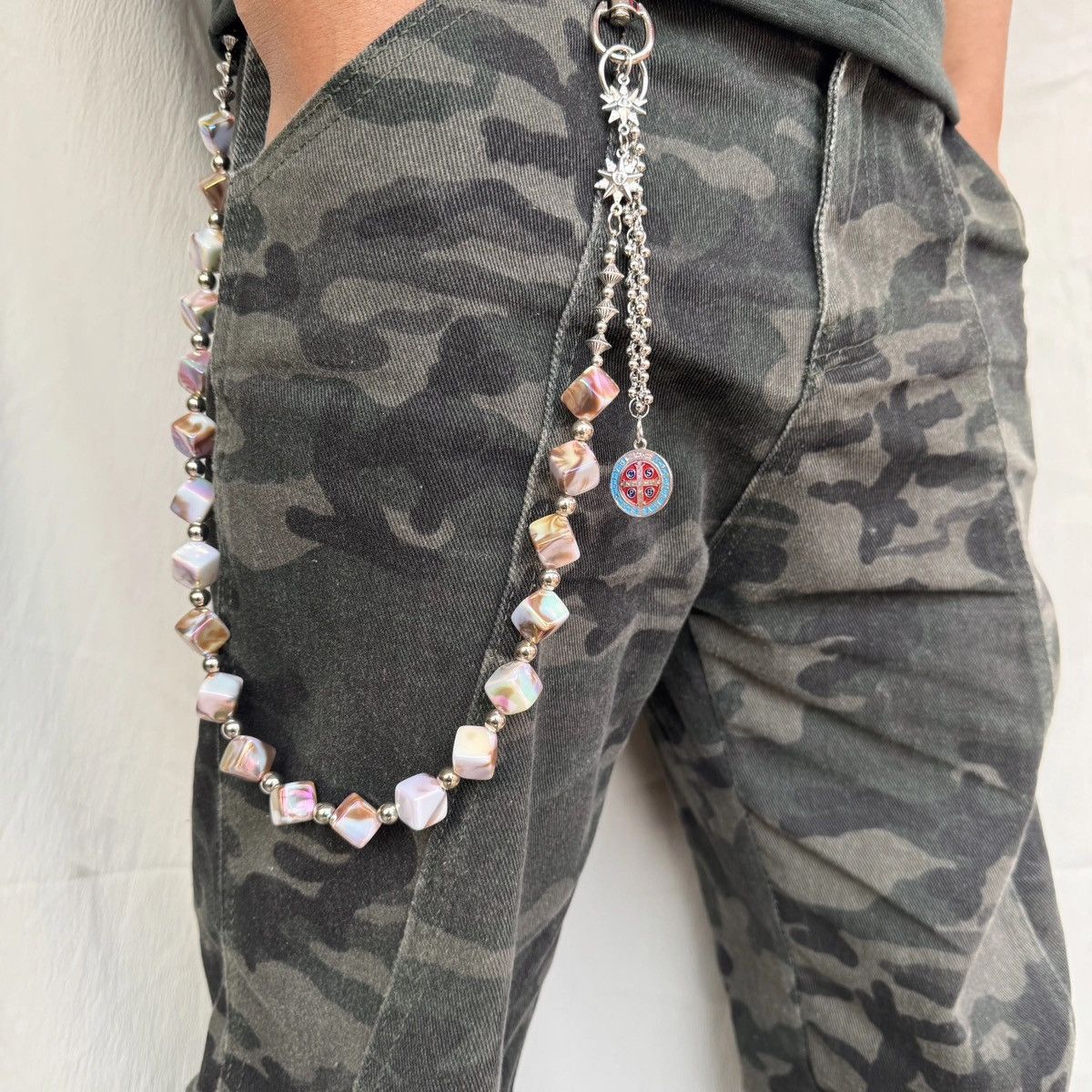 Vintage Punk Gothic Style Jeans Trousers Wide Square Beads Size ONE SIZE - 1 Thumbnail
