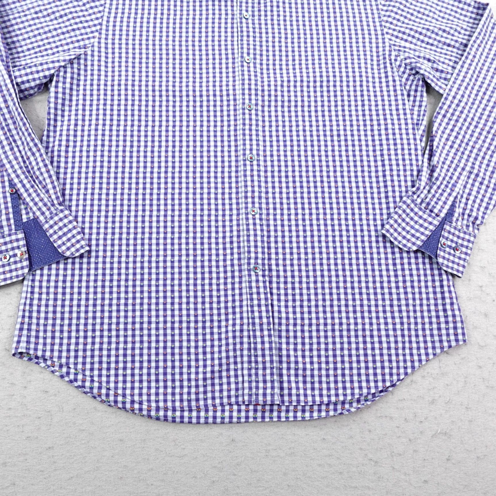 BUGATCHI Bugatchi Uomo Shirt Mens XL Blue Gingham Plaid Button-Up Classic Fit Size US XL / EU 56 / 4 - 3 Thumbnail