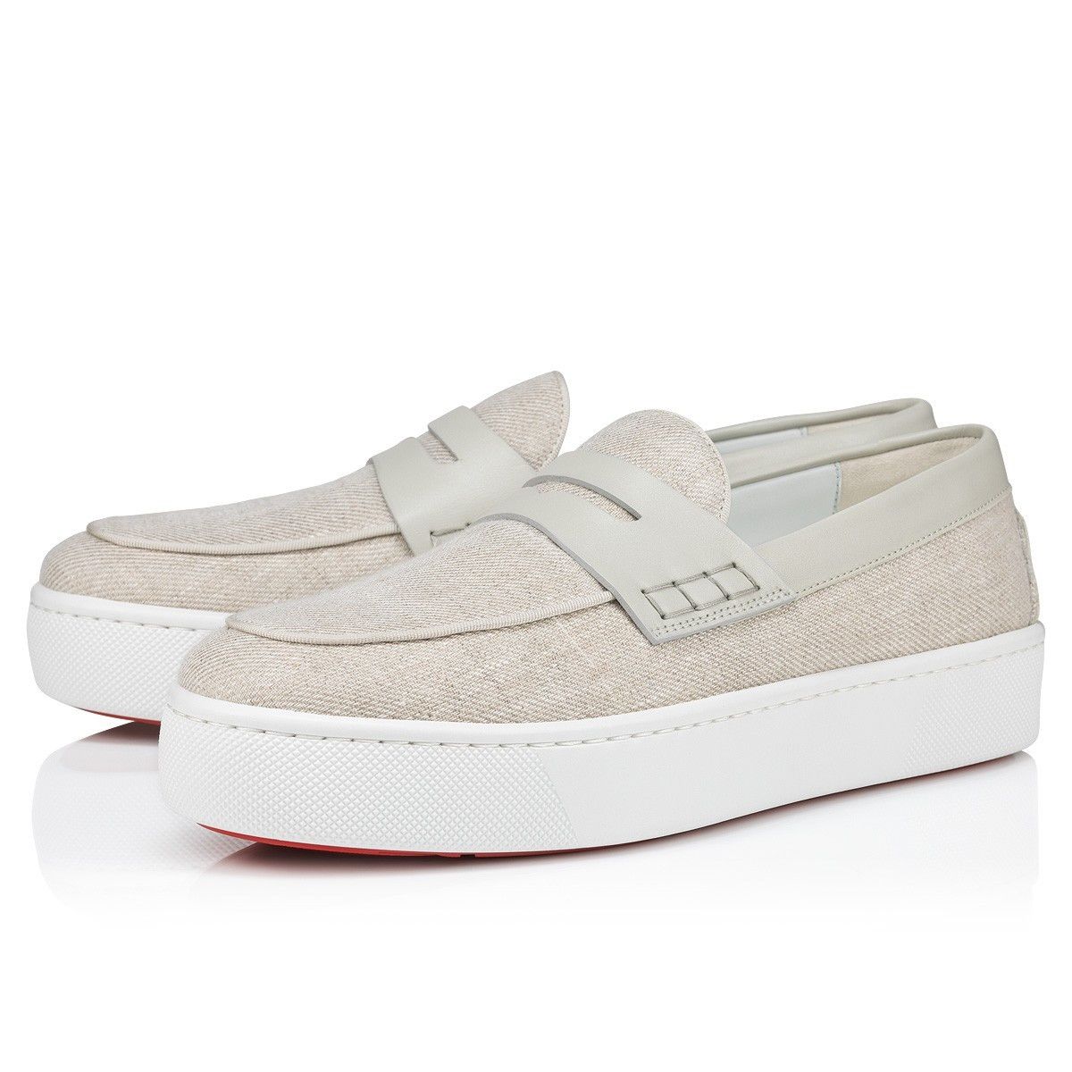 Christian Louboutin oc11z0325 Paqueboat Flat Lin Country in Albatre Size US 11.5 / EU 44-45 - 1 Thumbnail