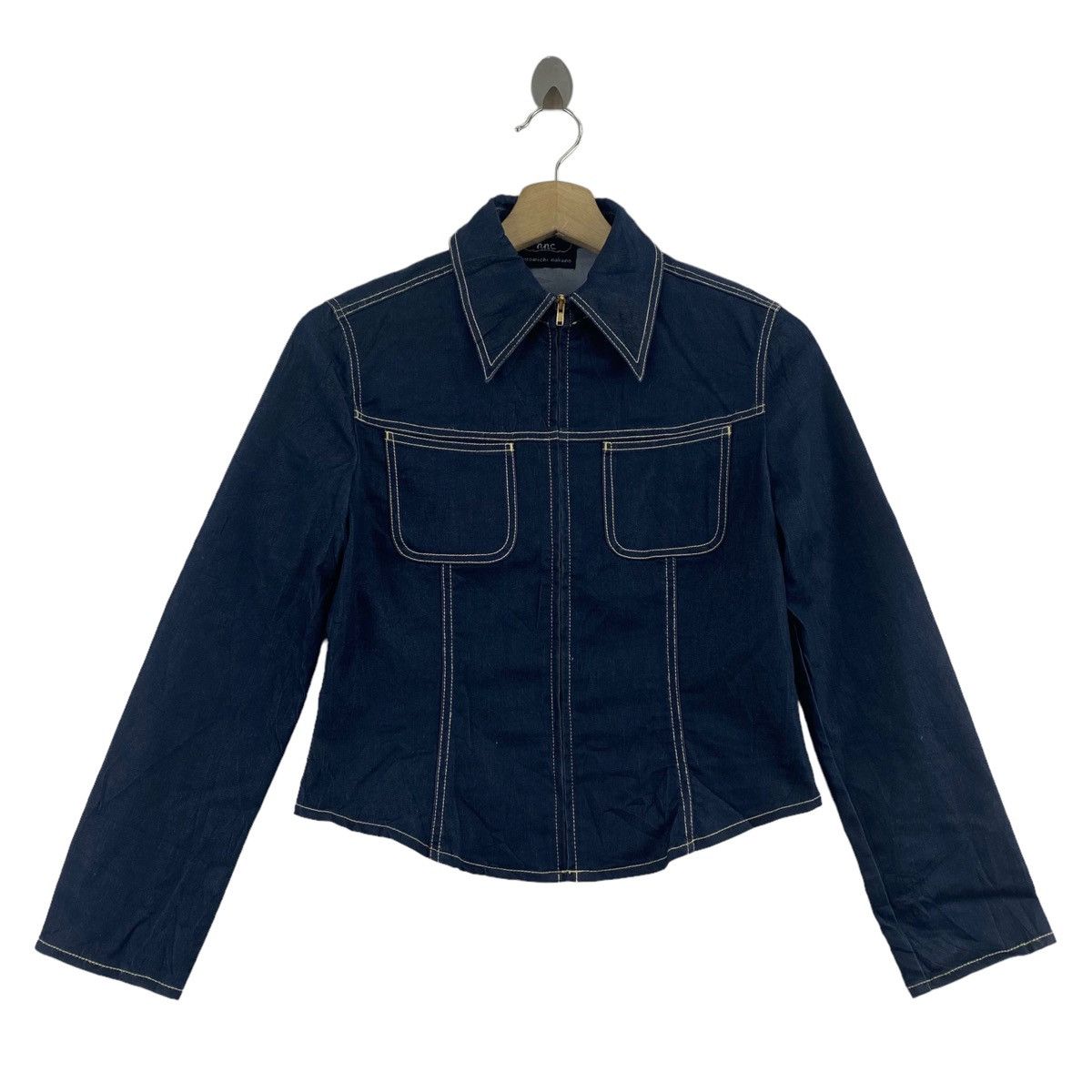 Japanese Brand HIROMICHI NAKANO Japanese Designer Navy Denim Jeans Jacket Size XXS / US 00 / IT 34 - 1 Thumbnail