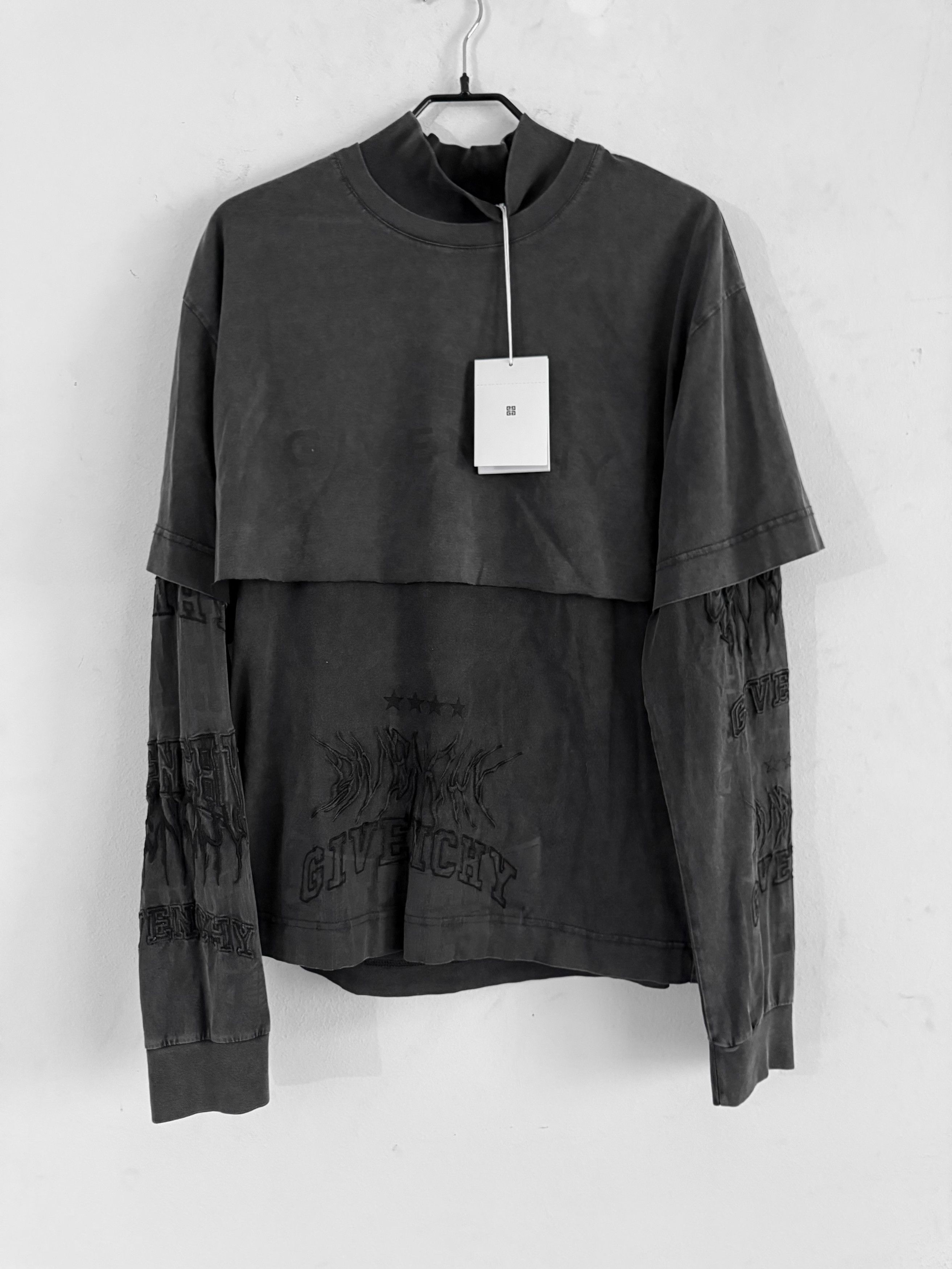 Givenchy Double Layer Embroidered Long Sleeve Tee Shirt Black Size US XL / EU 56 / 4 - 1 Thumbnail