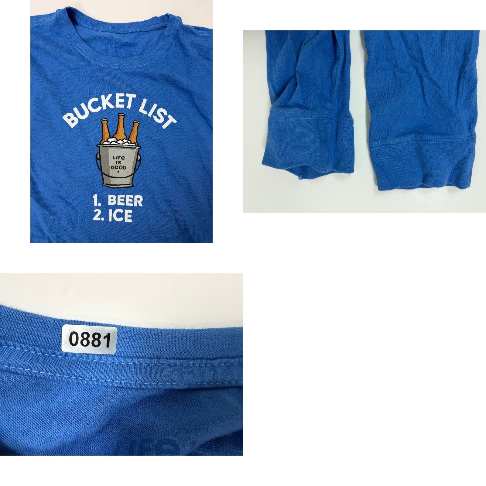 Life is Good Life is Good Shirt Men XL Bucket List Beer Ice Blue Long Sleeve Cotton Outdoors Mens Size US XL / EU 56 / 4 - 9 Thumbnail