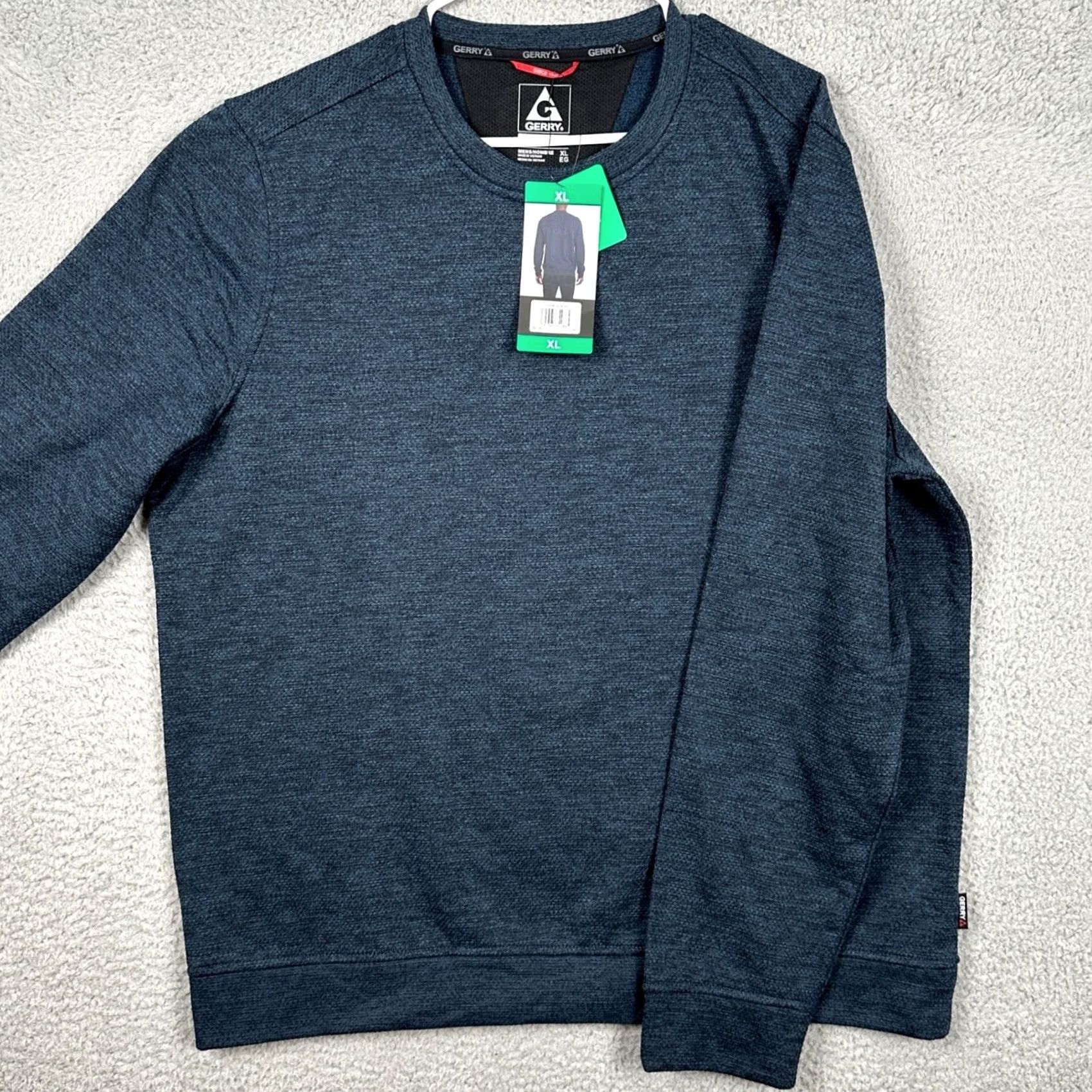 Vintage Gerry Pullover Sweatshirt Mens XL Blue Textured Crew Neck Long Sleeve Heather Moisture Wicking Outdoor Fall Size US XL / EU 56 / 4 - 2 Thumbnail