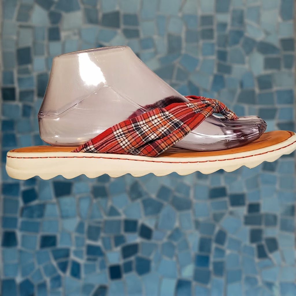 Vintage Børn Tide Plaid Fabric Thong Flip Flops Sandals Women's Size US 9.5 Multi 6899690 Size US 10 / IT 40 - 1 Thumbnail