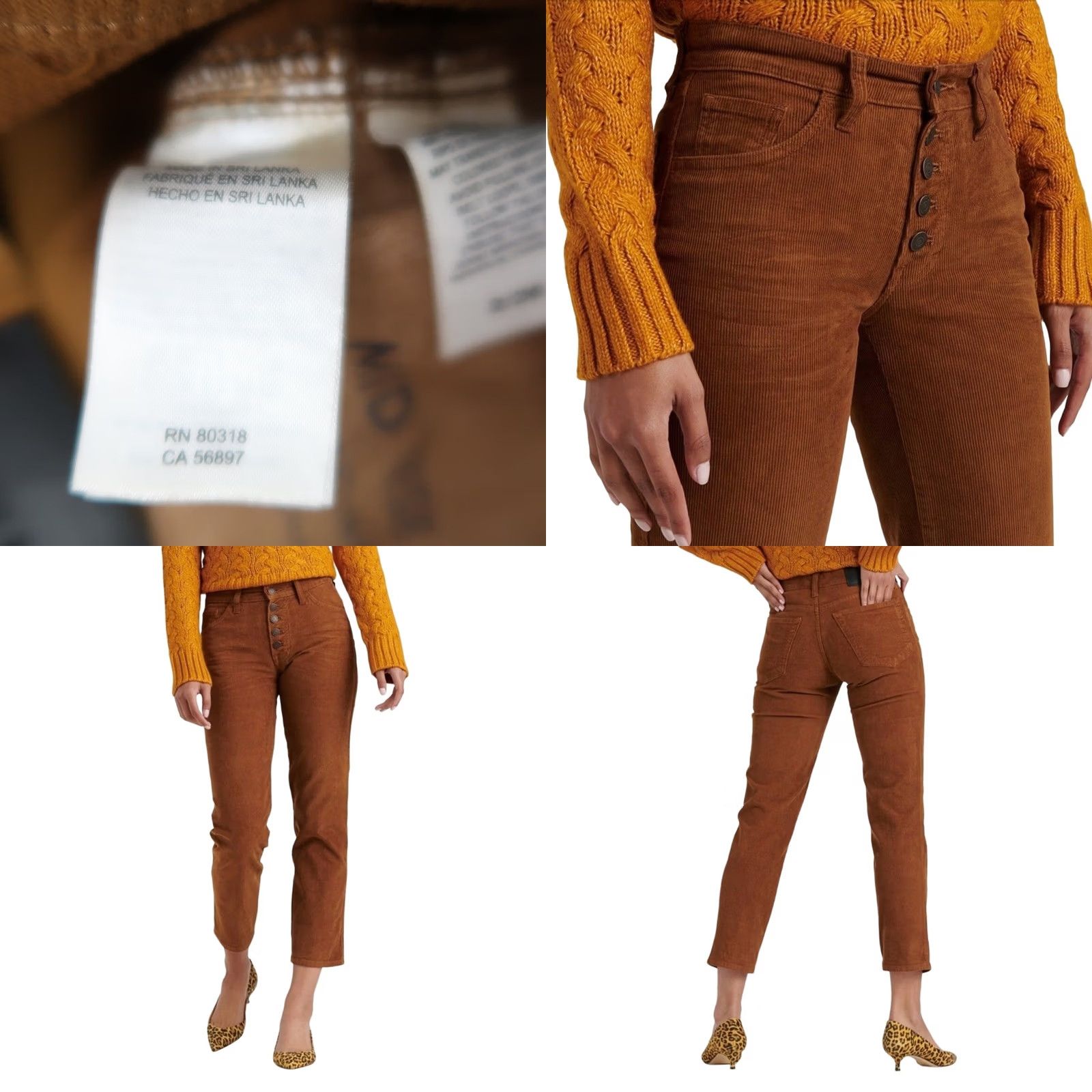 Lucky Brand Lucky Brand Mid Rise Authentic Straight Crop Corduroy Pants Cognac 2 Womens Casual Fall Cotton Corduroy Straight Crop Denim? Size 26" / US 2 / IT 38 - 8 Thumbnail
