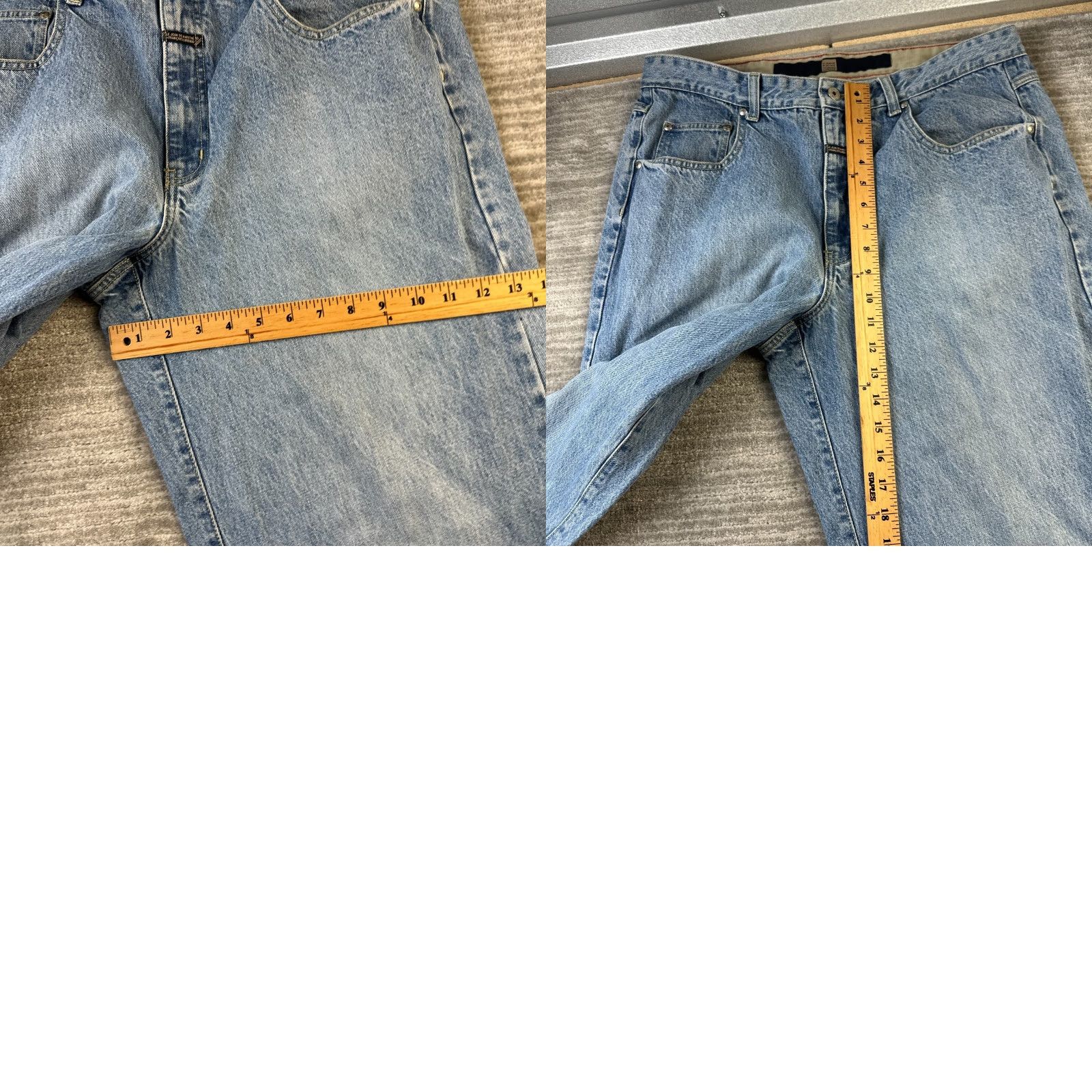 Denime VINTAGE Girbaud Jeans Mens 36x31 Denim Pants Y2K 90s Baggy Wide-Leg Distressed Logo Embroidered Blue 5-Pocket USA Grunge 90s Mens Size US 36 / EU 52 - 9 Thumbnail