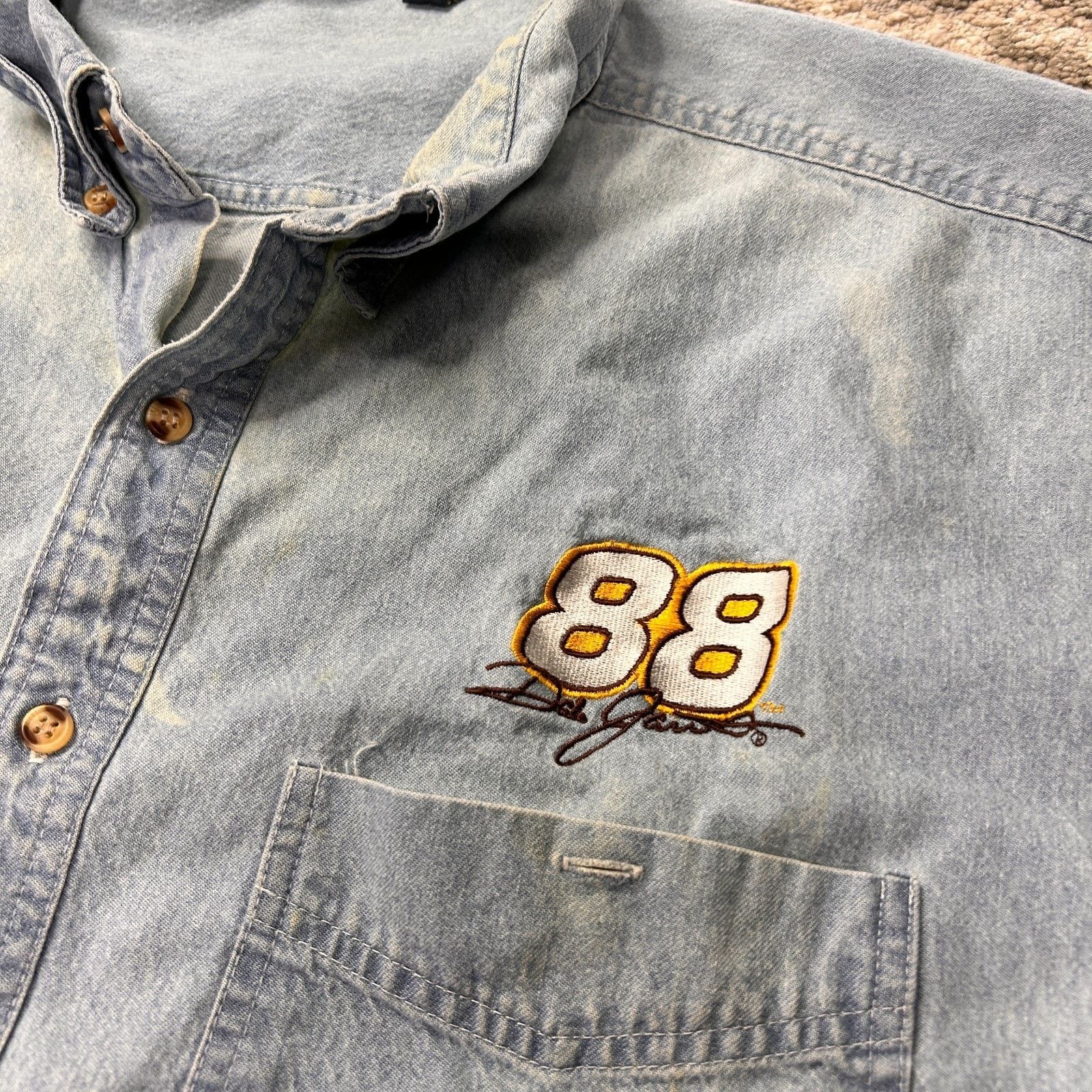 & Other Stories Vintage Chase Authentic NASCAR Denim Shirt Mens 3XL Blue Size US XXL / EU 58 / 5 - 4 Thumbnail