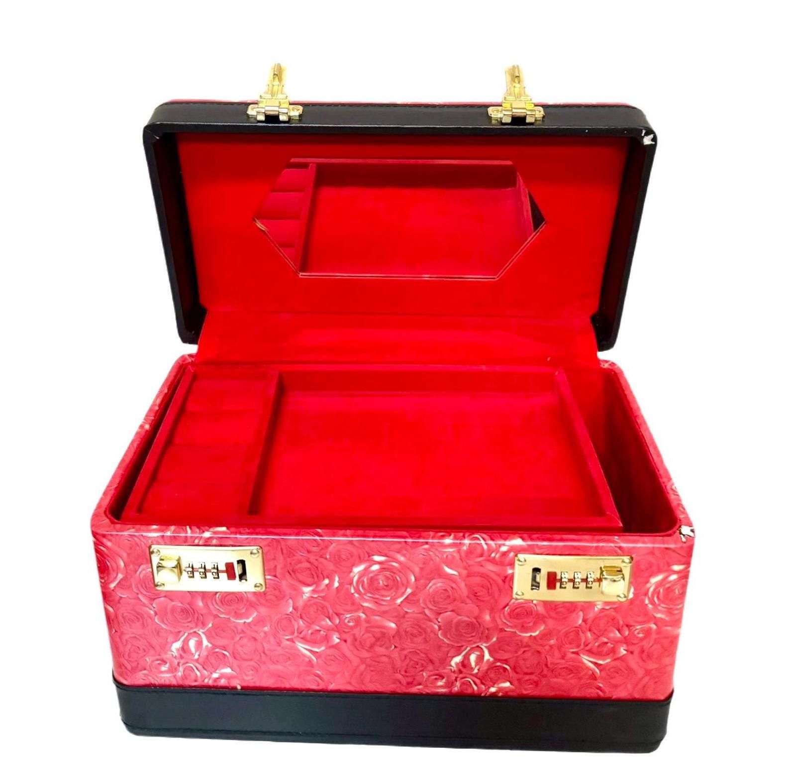 Other Jewelry Box Red Flower Print Large Storage Briefcase Handle Size ONE SIZE - 2 Thumbnail