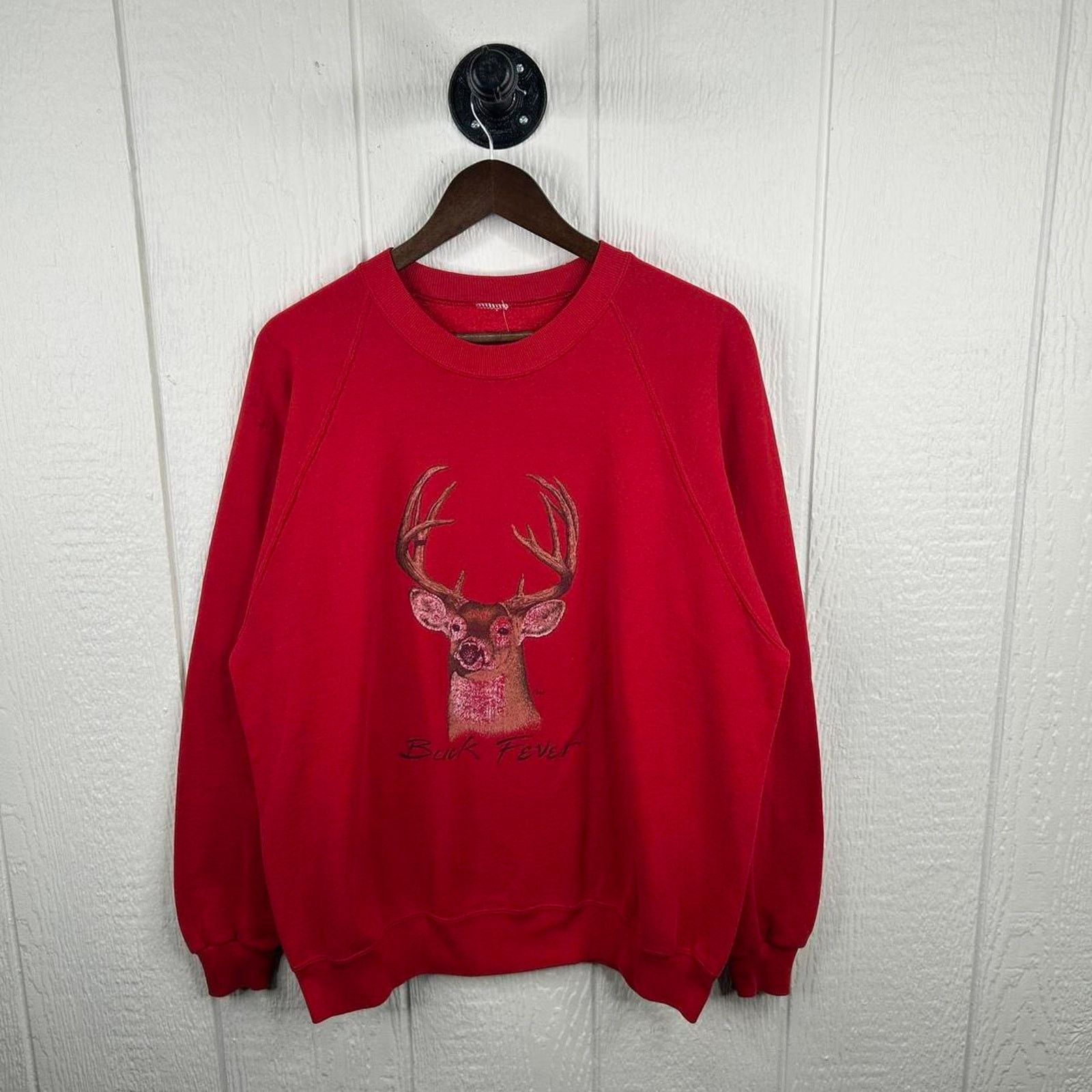Fruit Of The Loom Vintage 90’s Red Buck Hunting Nature Crewneck Size X-Large Size US XL / EU 56 / 4 - 1 Thumbnail