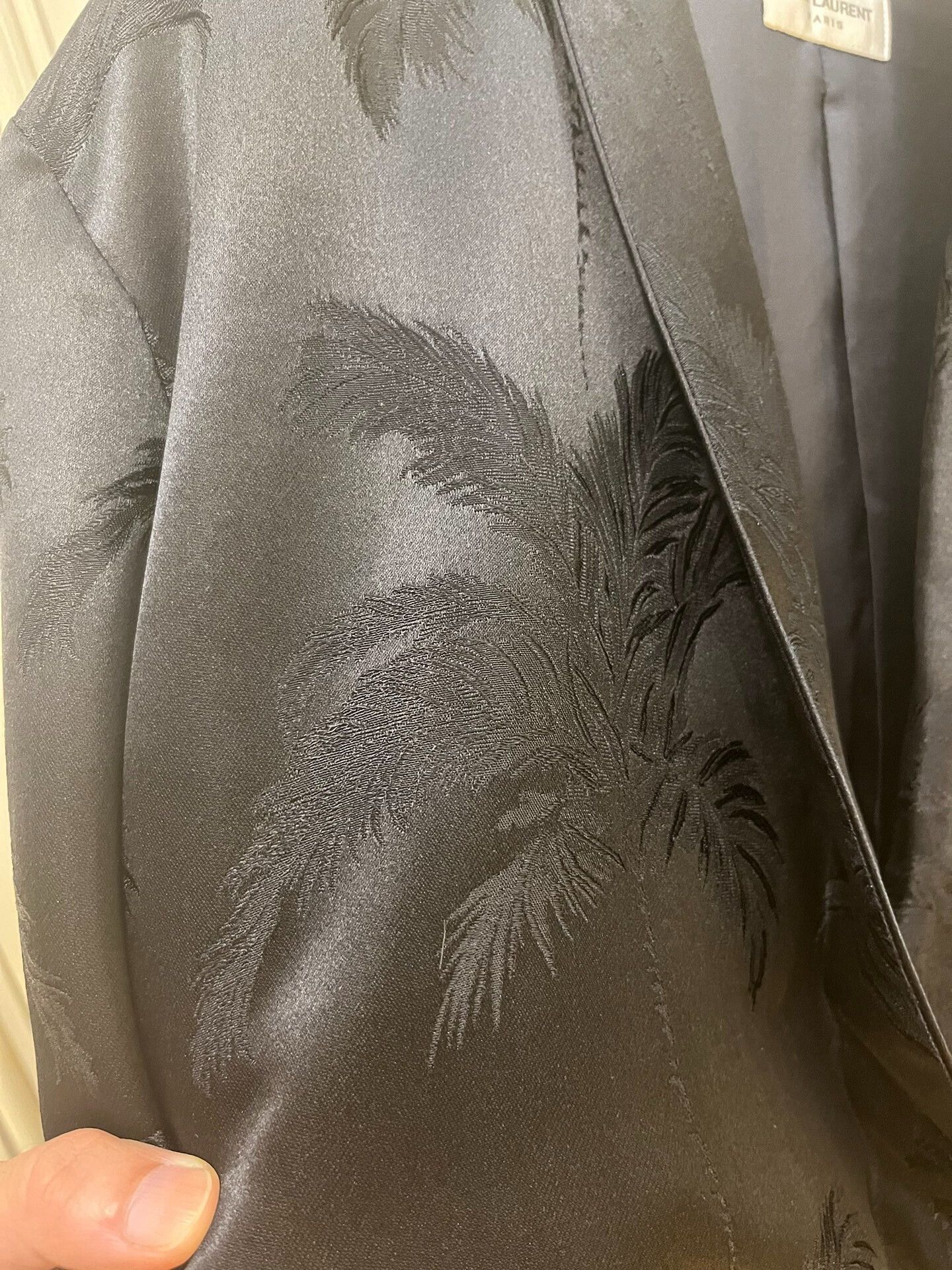 Saint Laurent Paris Saint Laurent Black Palm Jacquard Silk Blazer Size US M / EU 48-50 / 2 - 7 Thumbnail