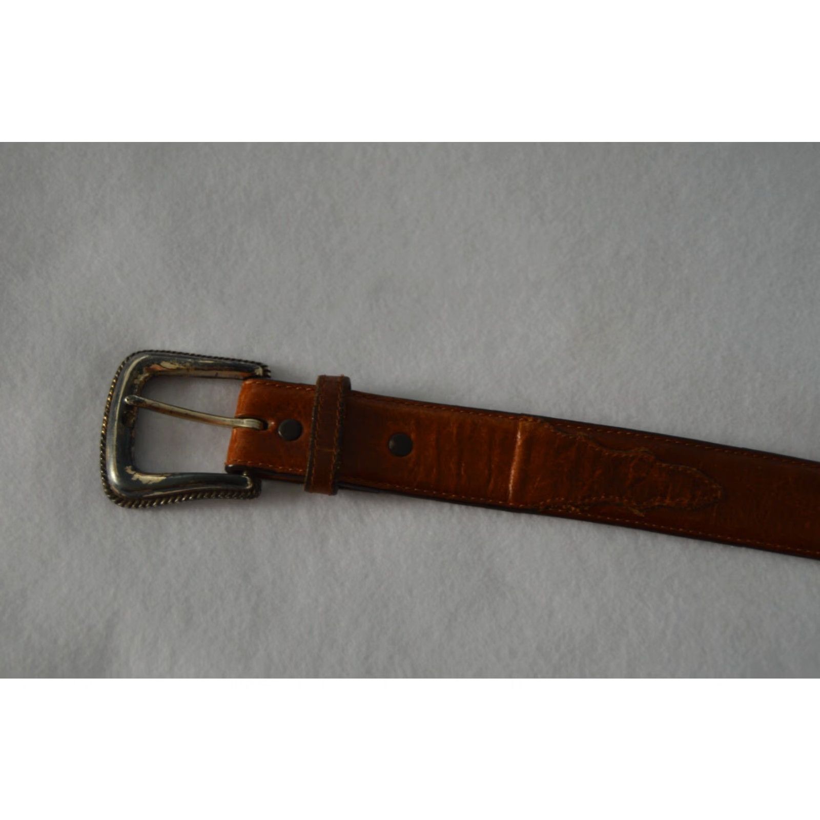 Saks Fifth Avenue Saks 5th Ave Mens Blue Stretch Leather Belt Solid Brass Buckle Size 42 Belt Size 42 - 2 Thumbnail