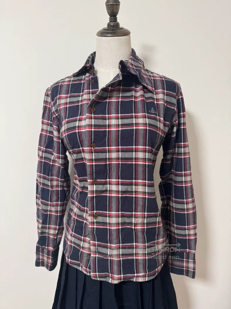 Vivienne Westwood Vivienne Westwood Retro red plaid shirt with a slanted fro Size M / US 6-8 / IT 42-44 - 4 Thumbnail