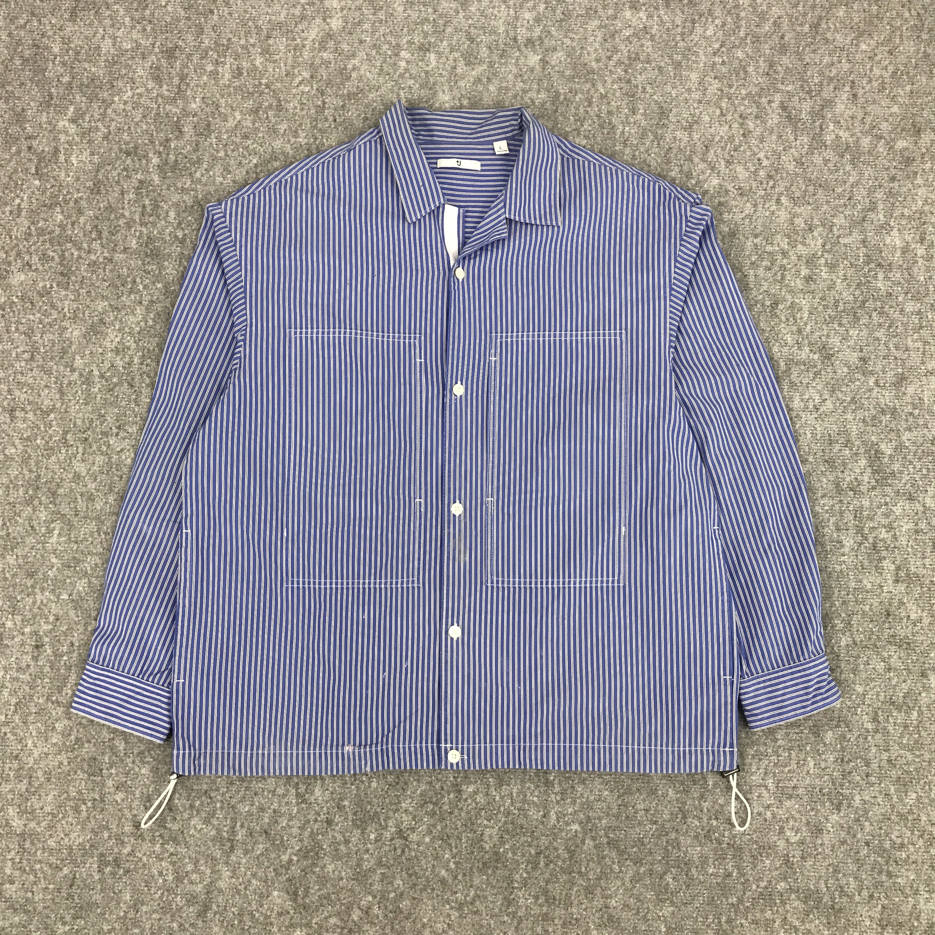 Japanese Brand × Jil Sander × Uniqlo JIL SANDER X UNIQLO STRIPED UP BUTTON JACKET Size US L / EU 52-54 / 3 - 1 Thumbnail