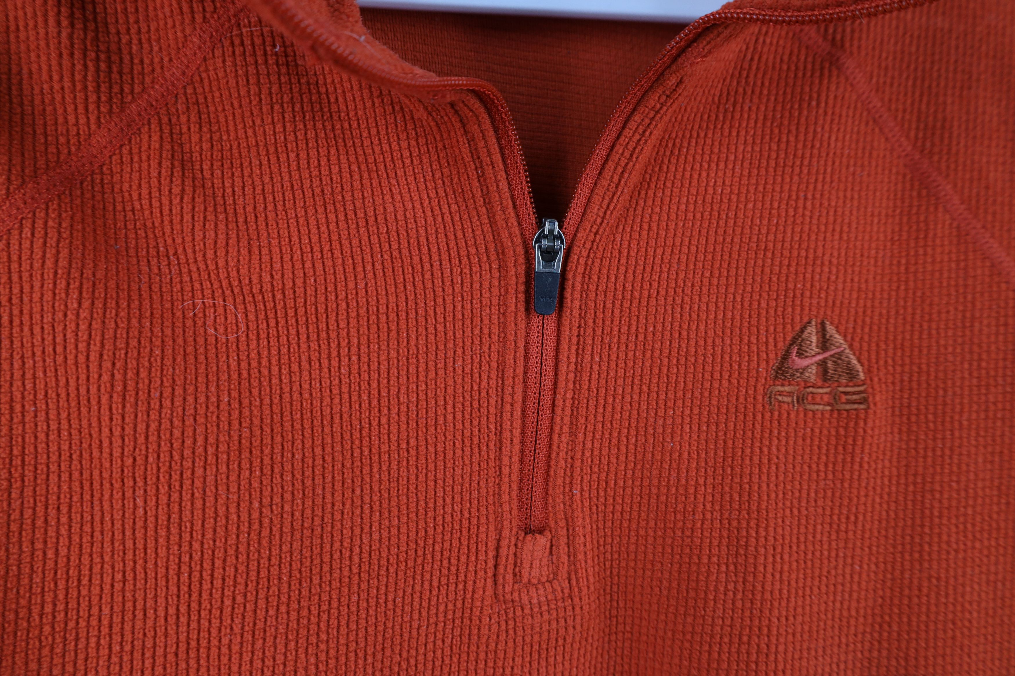 Nike Vintage Nike ACG Mini Swoosh Thermal Fleece Sweater Orange Size US S / EU 44-46 / 1 - 7 Thumbnail