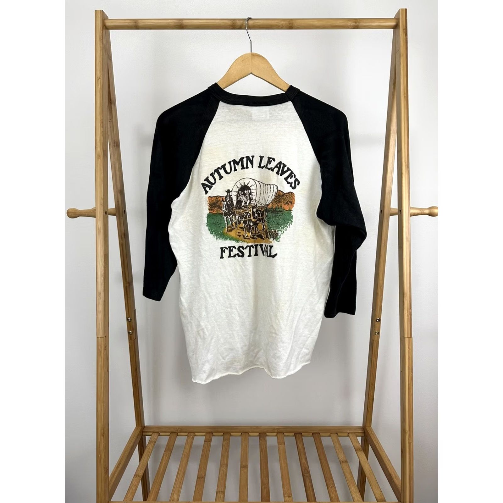Hanes VTG 80s Autumn Leaves Festival MT Airy NC Raglan Paper Thin T-Shirt Size L Size US L / EU 52-54 / 3 - 2 Thumbnail