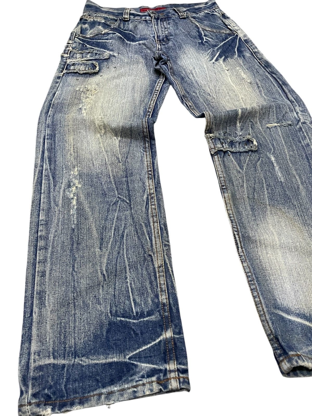 In The Attic × Japanese Brand × semanticdesign Euro Eagle Jeans Studded Claw Mark Distressed Loose Jeans Size US 30 / EU 46 - 8 Thumbnail