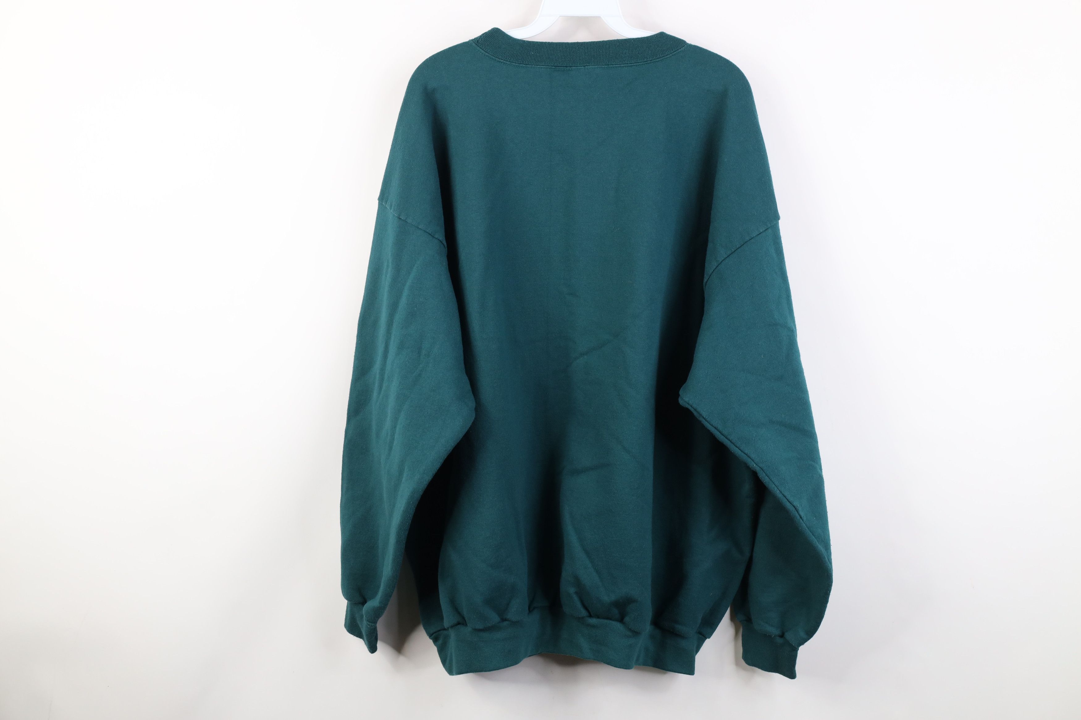 Vintage Vintage 90s Streetwear Faded Blank Crewneck Sweatshirt Green Size US XXL / EU 58 / 5 - 9 Thumbnail