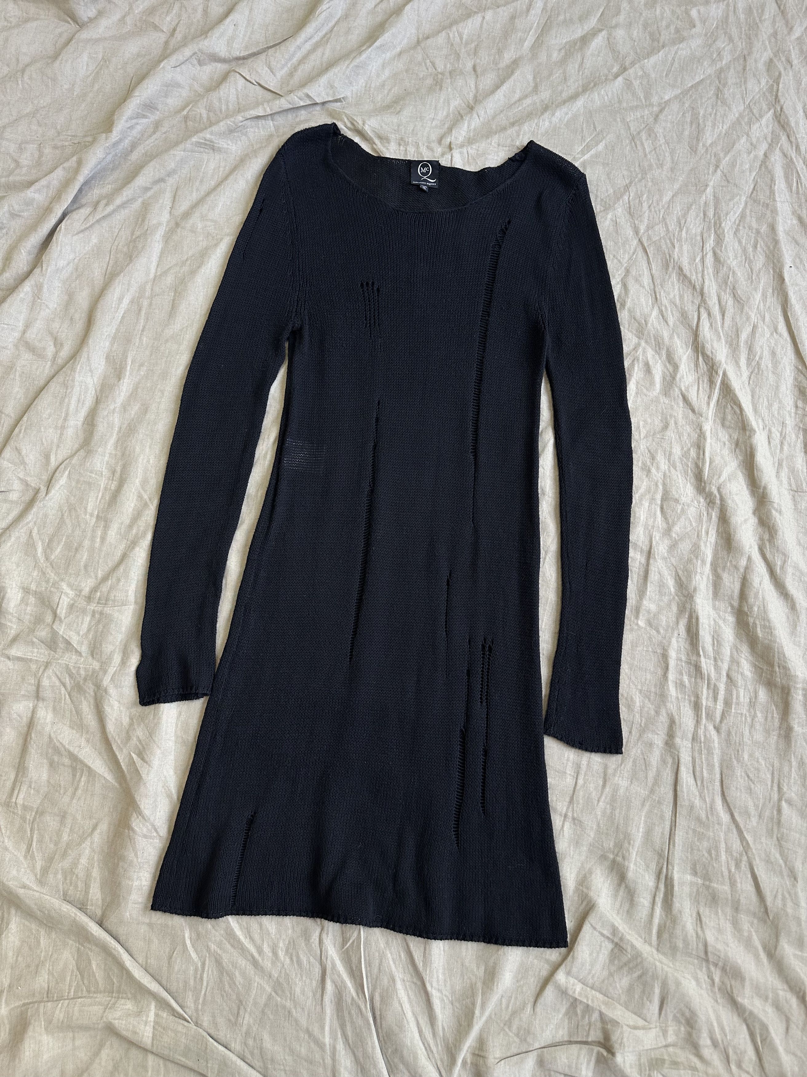 image of Mcq Alexander Mcqueen Knit Ripped Distressed Dress 5955Ac in Black, Women's (Size Small)