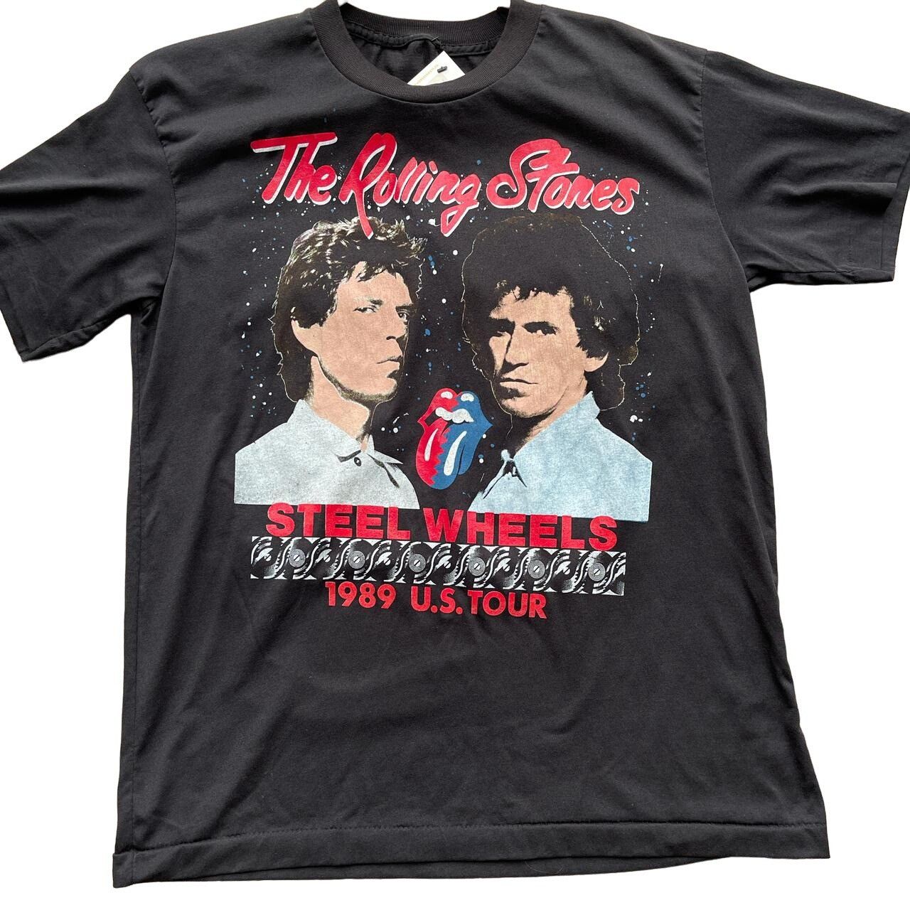 The Rolling Stones × Vintage Vintage 1989 Rolling Stones steel wheels Classic Rock Tour t Size US L / EU 52-54 / 3 - 1 Thumbnail