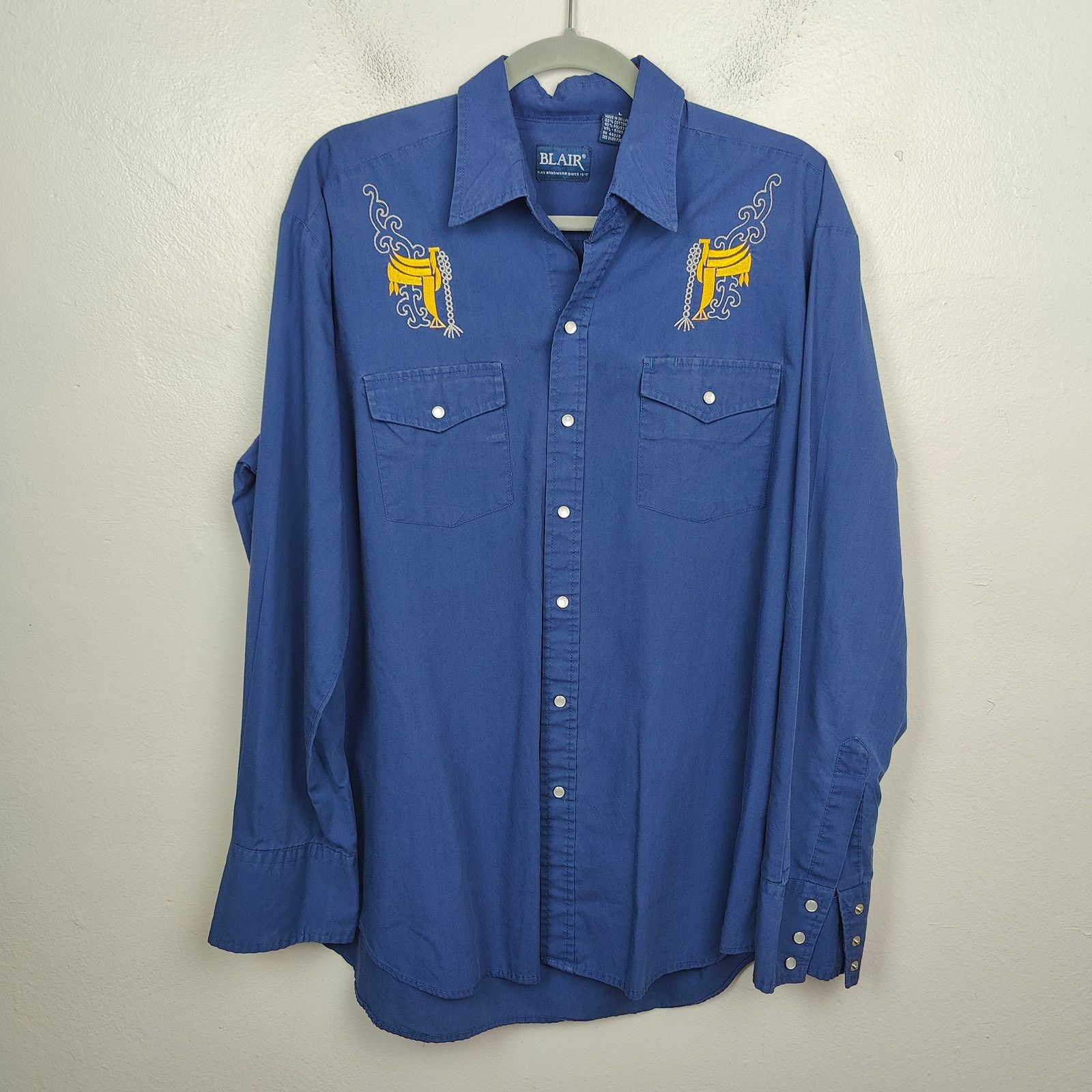 Other Vintage Blair Pearl Snap Shirt Men Large Navy Blue Cowboy Size US L / EU 52-54 / 3 - 1 Thumbnail