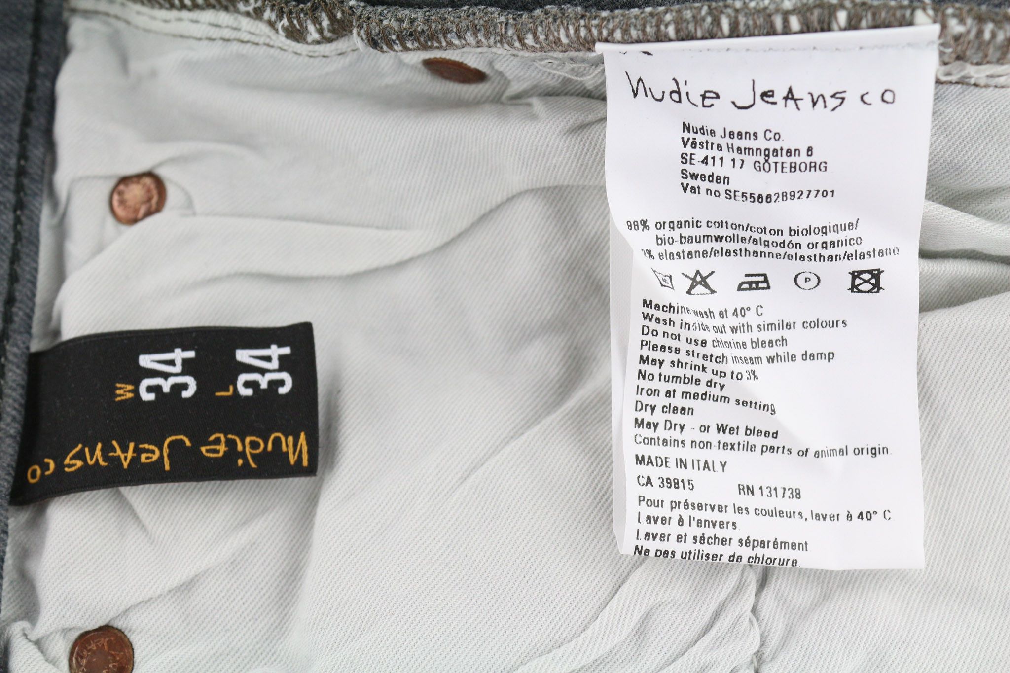 Nudie Jeans TIGHT LONG JOHN W34/L34 Organic Charcoal Logo Fit 80696 Size US 34 / EU 50 - 6 Thumbnail