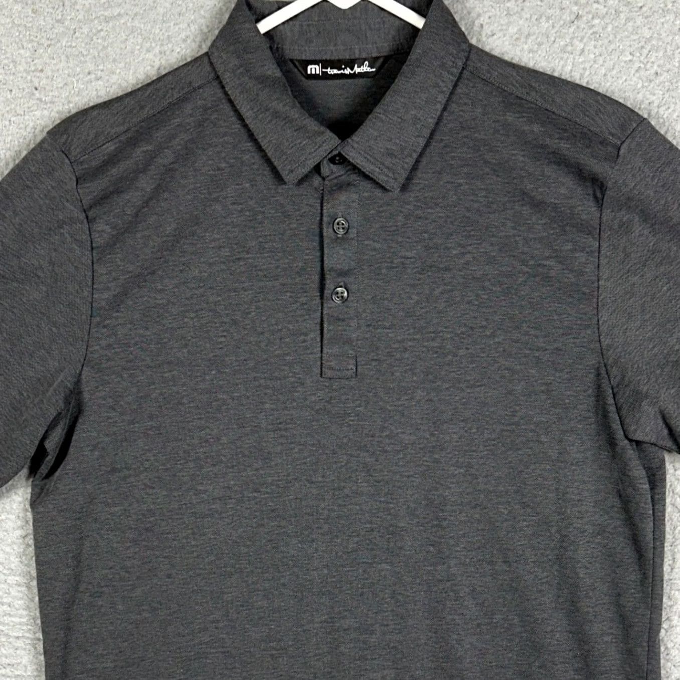TravisMathew TravisMathew Polo Shirt Mens M Gray Pima Cotton Polyester Blend Short Sleeve Collared Button Logo Breathable Moisture Wicking Golf Casual Athletic Size US M / EU 48-50 / 2 - 2 Thumbnail
