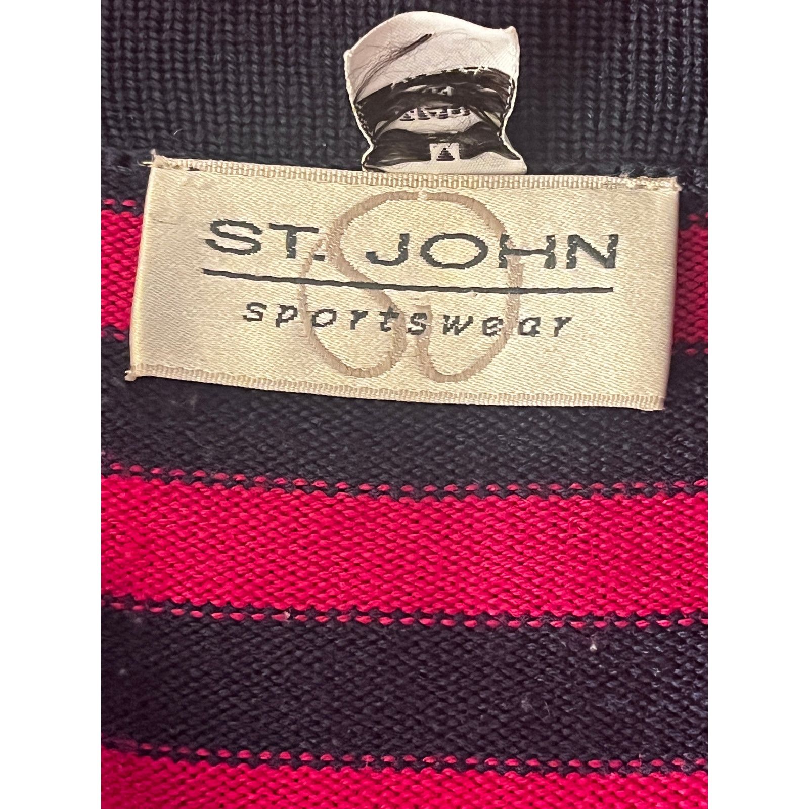 Other St. John Sportswear Navy/Magenta Striped V-Neck Cardigan Size M / US 6-8 / IT 42-44 - 5 Thumbnail