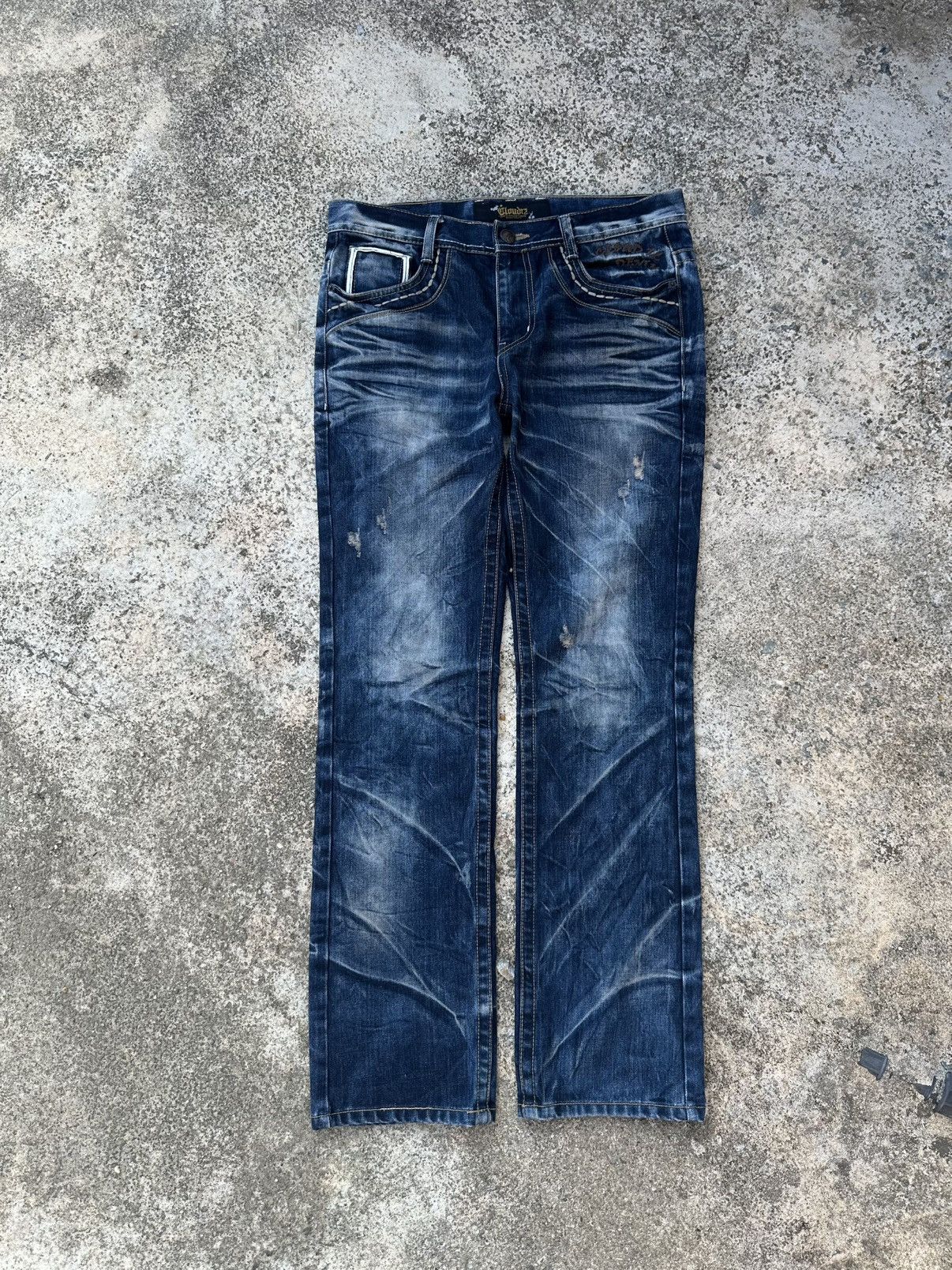 GOSTAR DE FUGA Rare Mud Max Cloud72 Crazy Flares Denim Jeans Size US 34 / EU 50 - 2 Thumbnail