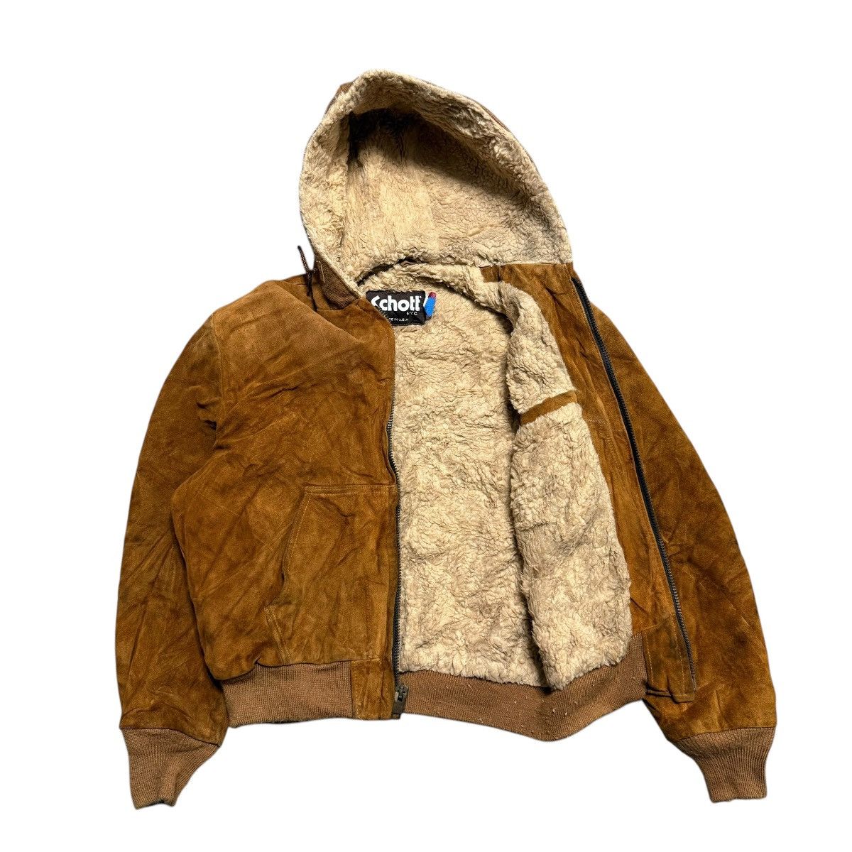 Schott Vintage Schott NYC Hooded Suede Leather Jacket Size US L / EU 52-54 / 3 - 10 Thumbnail